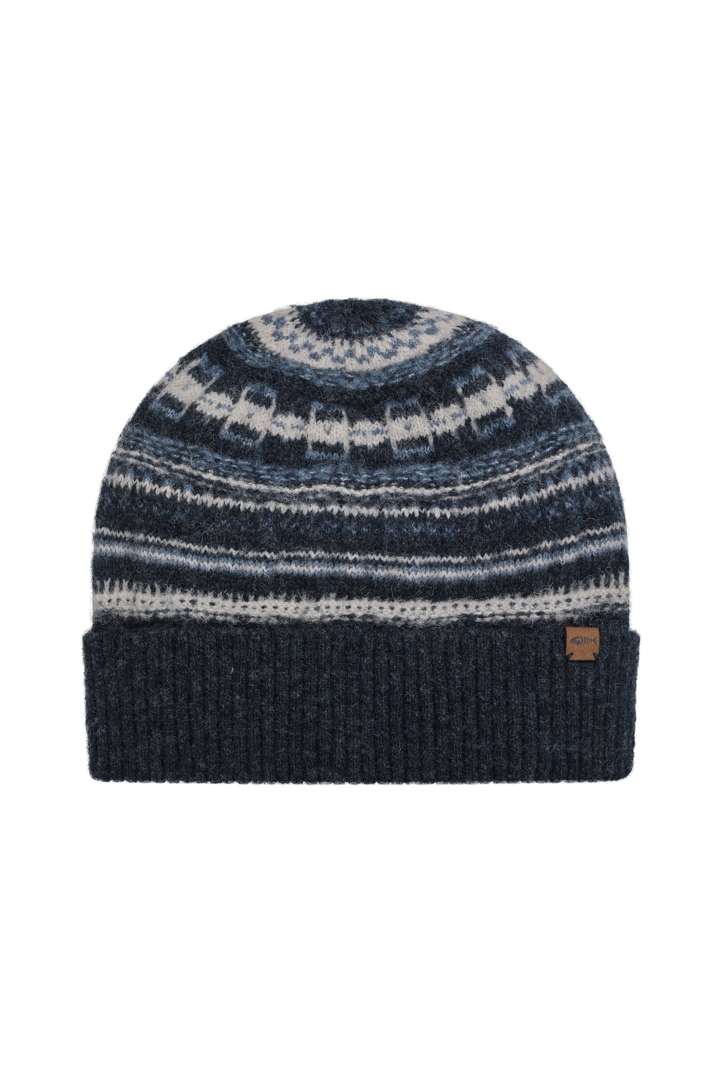 Weird Fish Rodi Fine Fair Isle Beanie Navy Size ONE