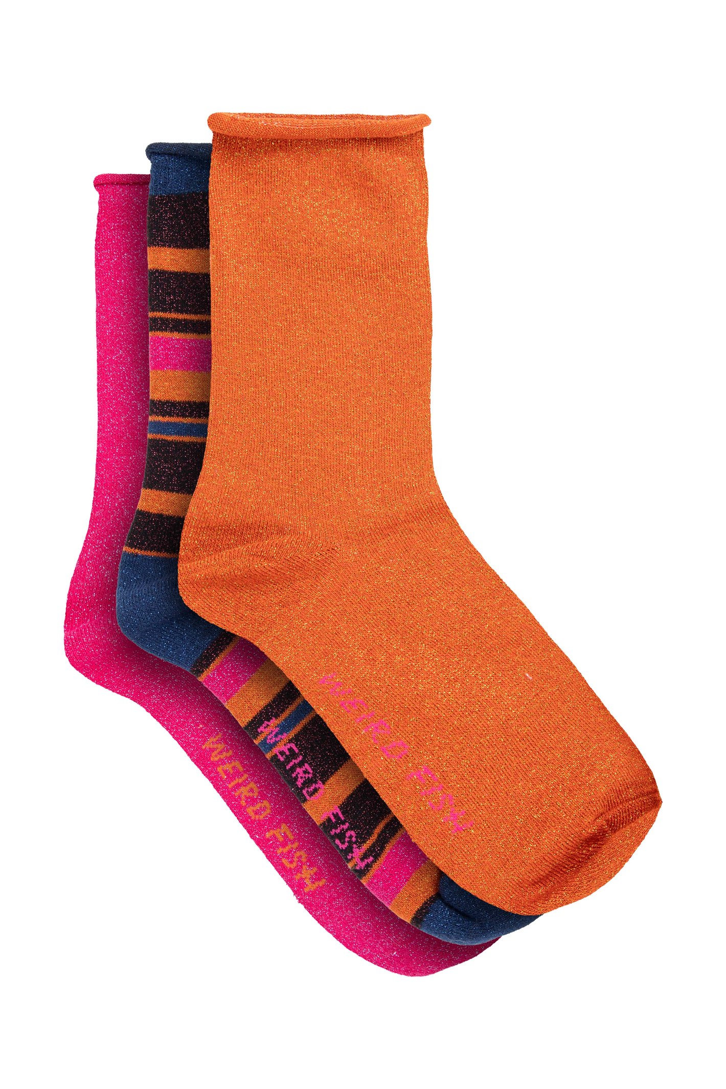Weird Fish Steller Sparkle Striped Socks 3pk Multi-7