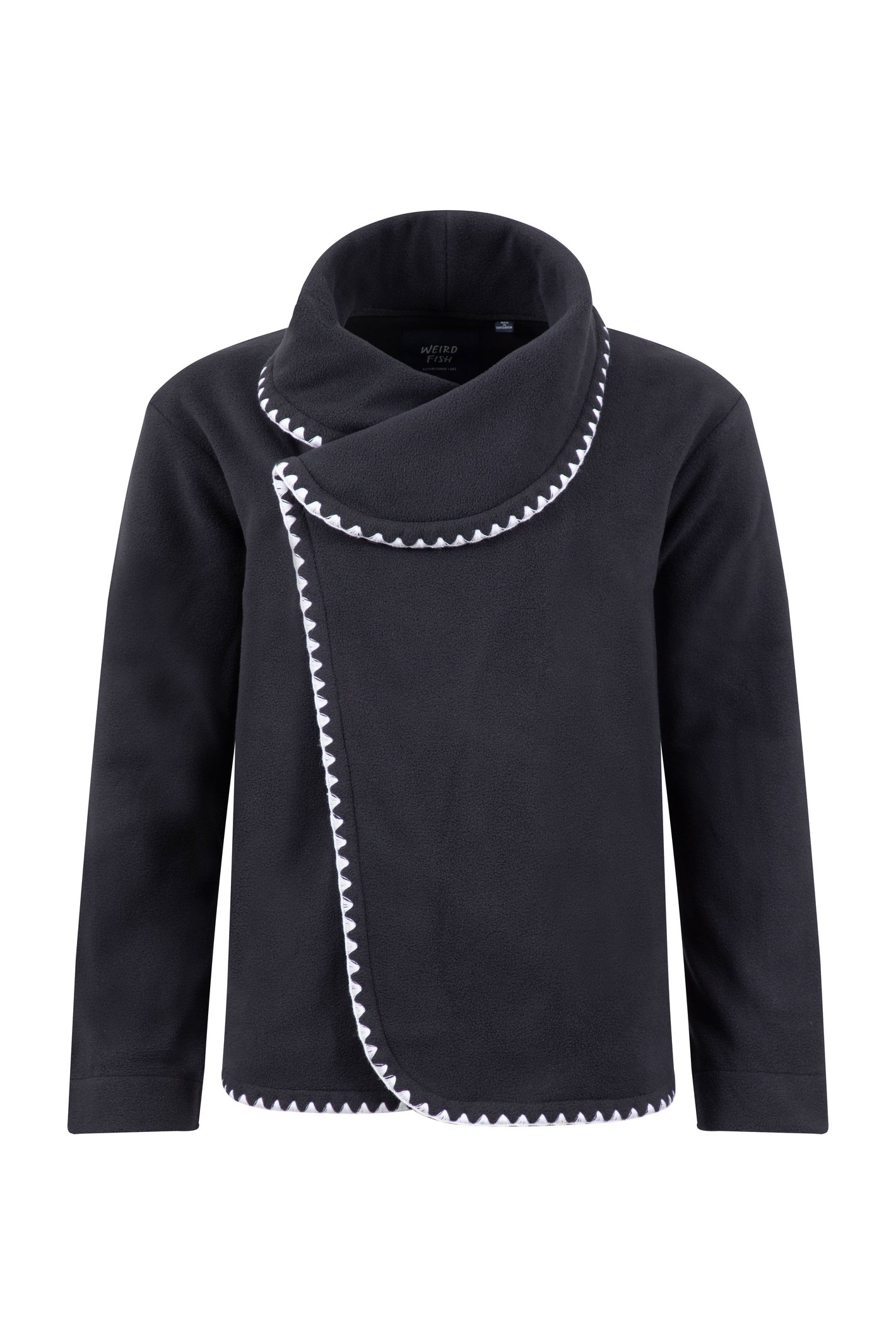 Weird Fish Tamara Asymmetric Fleece Cardigan Navy