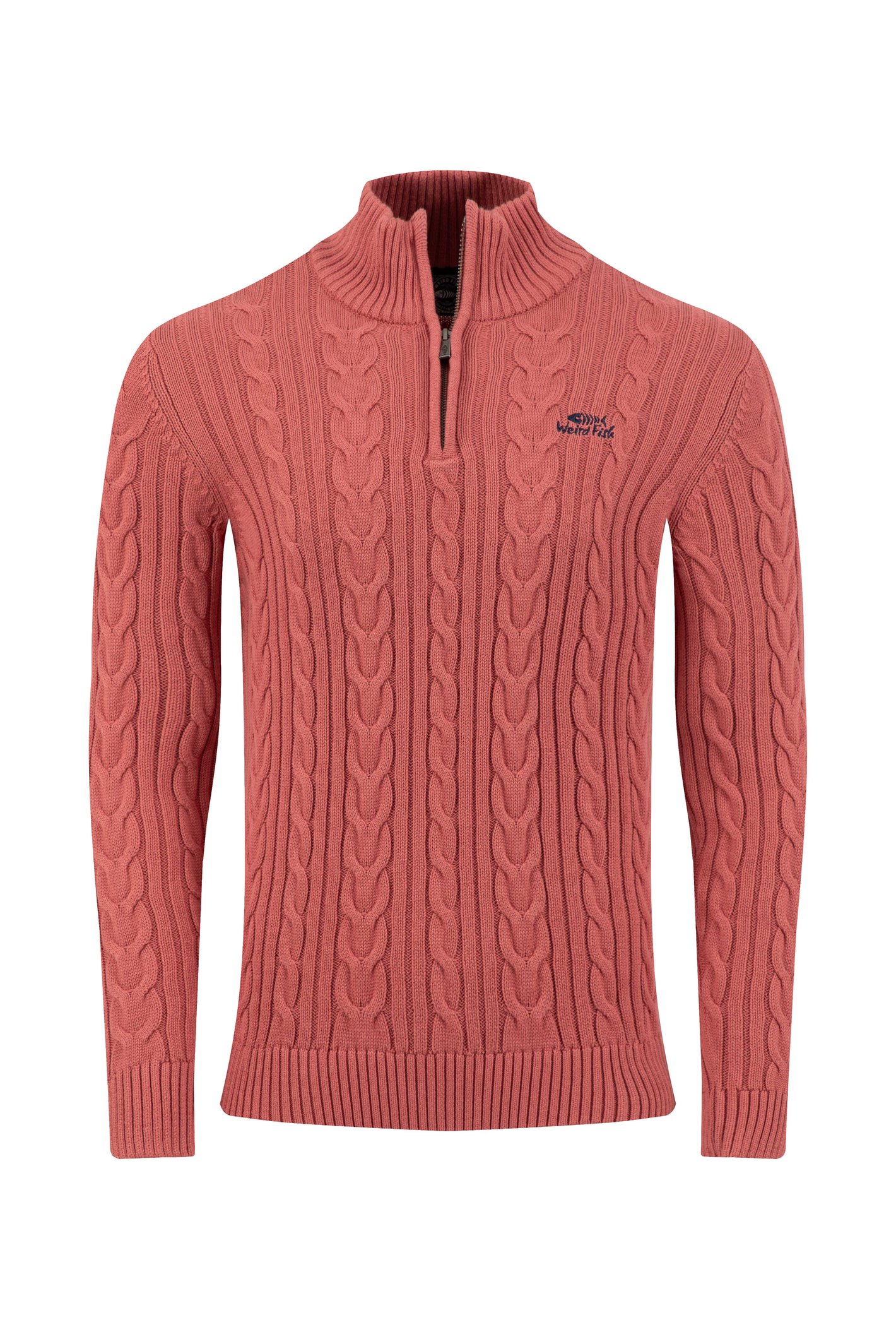 Weird Fish Heath 1/4 Zip Cable Knit Jumper Nantucket