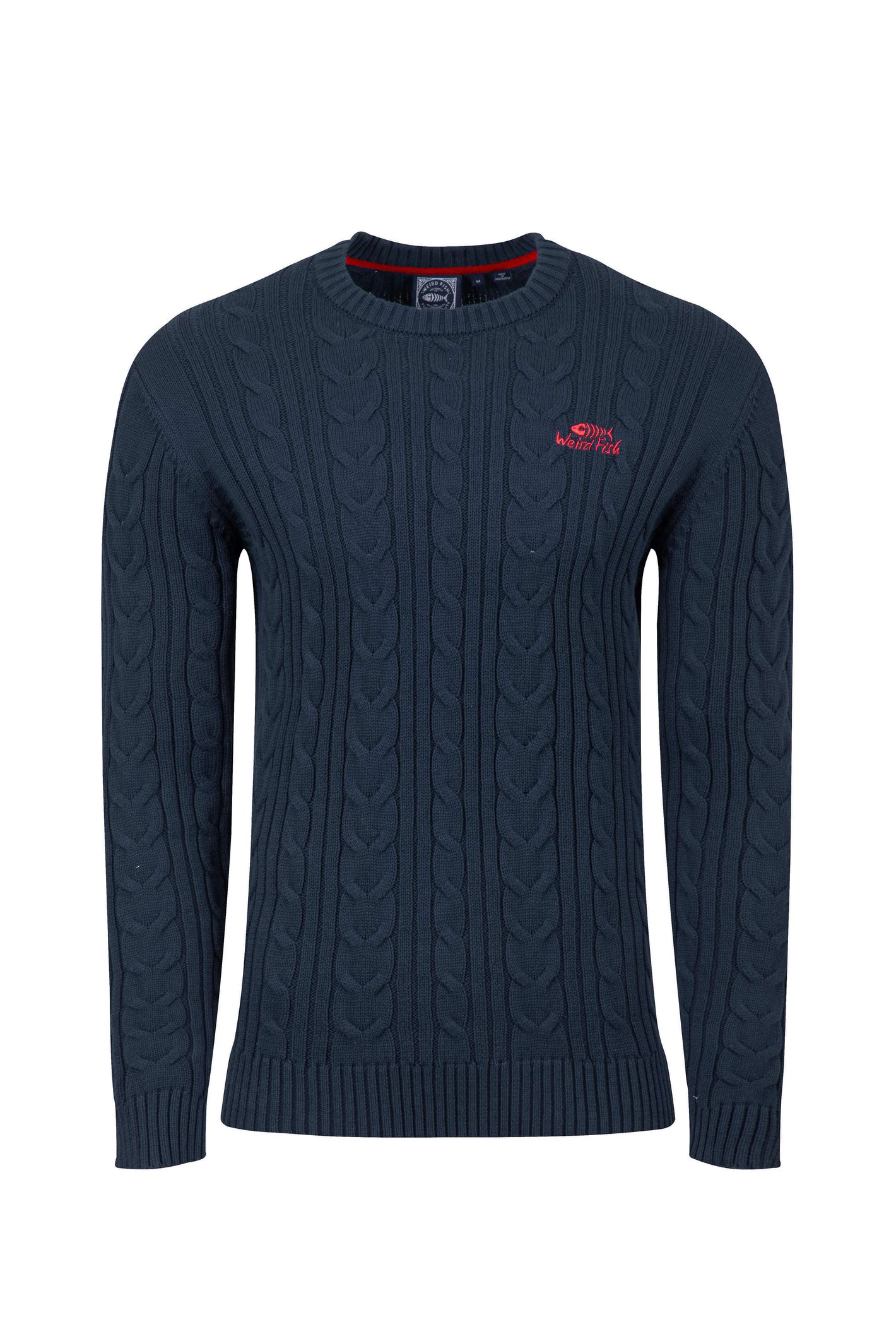 Weird Fish Griffen Cable Knit Jumper Navy
