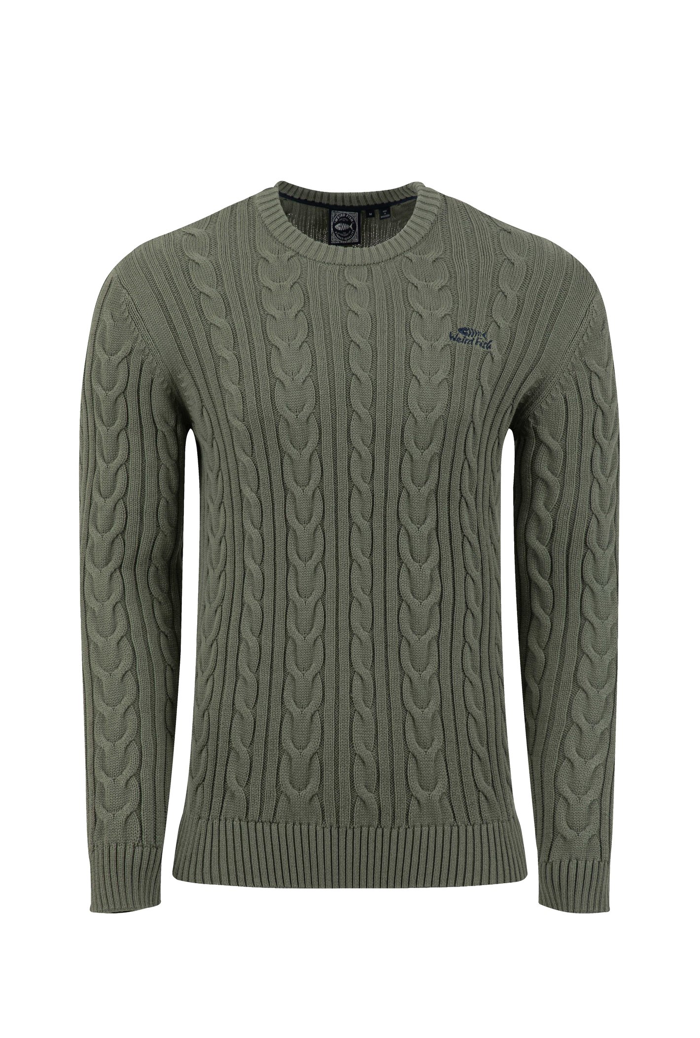 Weird Fish Griffen Cable Knit Jumper Woodland Sage