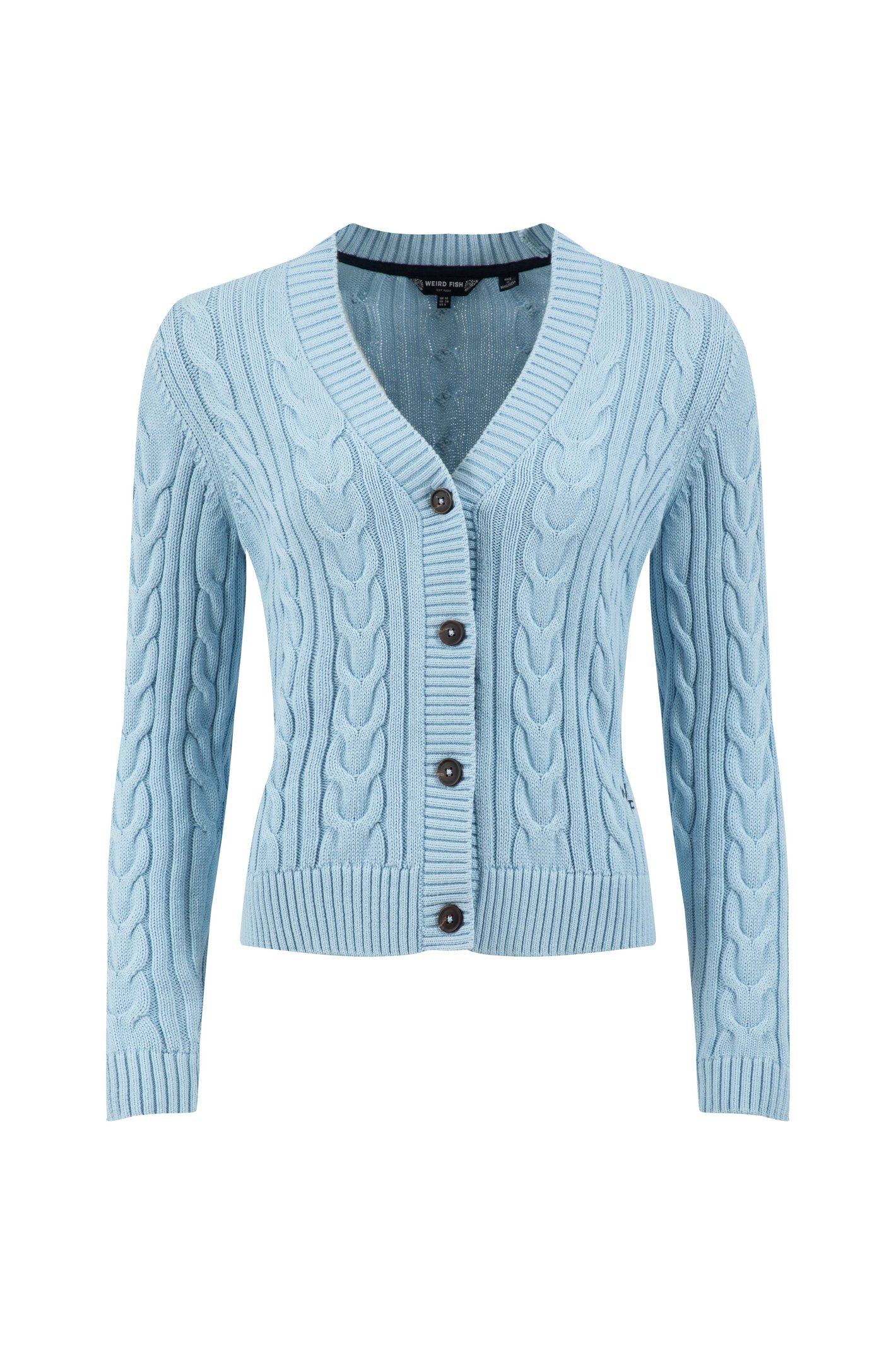 Weird Fish Constance Cable Knit Cardigan Skyway