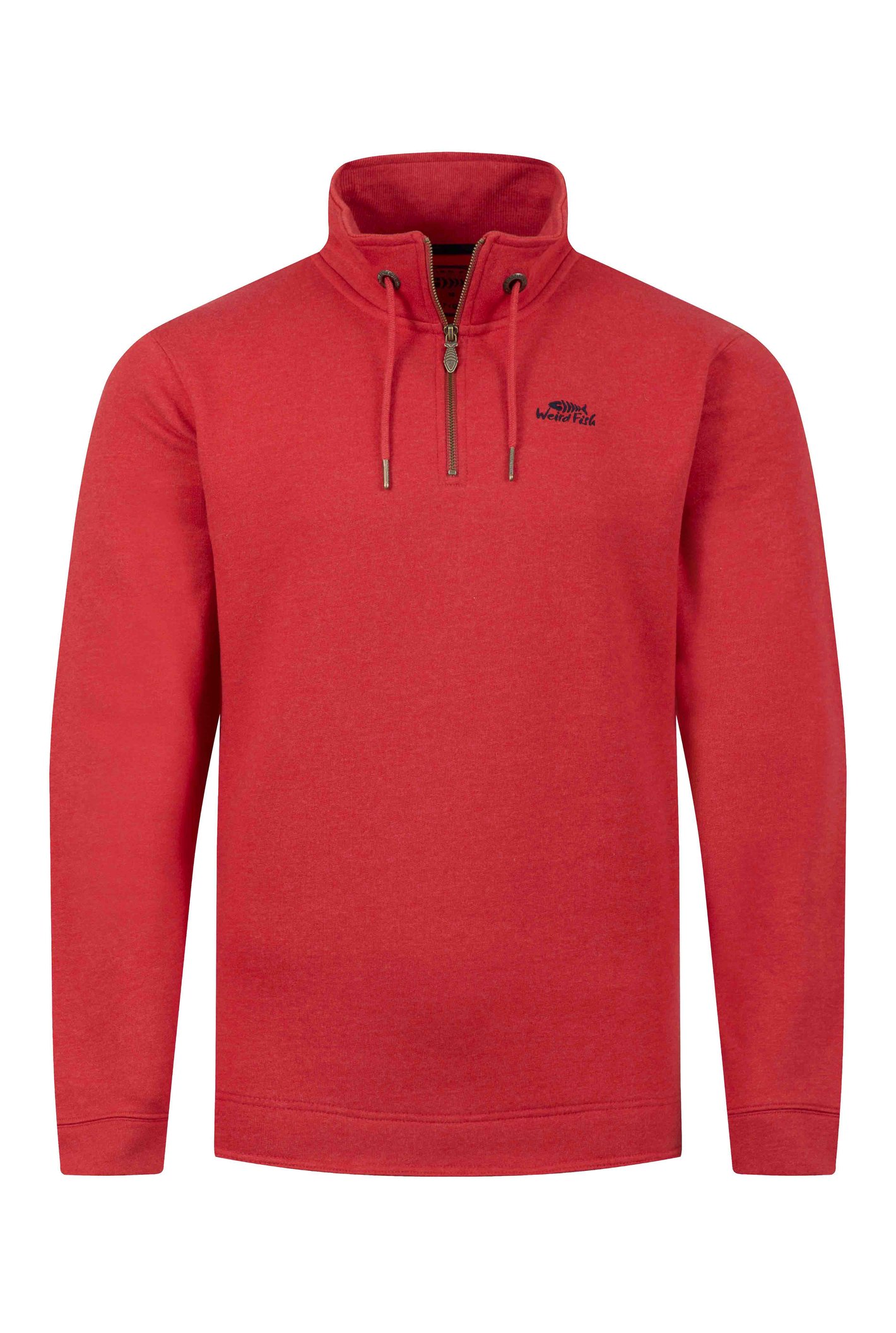 Weird Fish Brampton 1/4 Zip Sweatshirt Barberry Red Marl