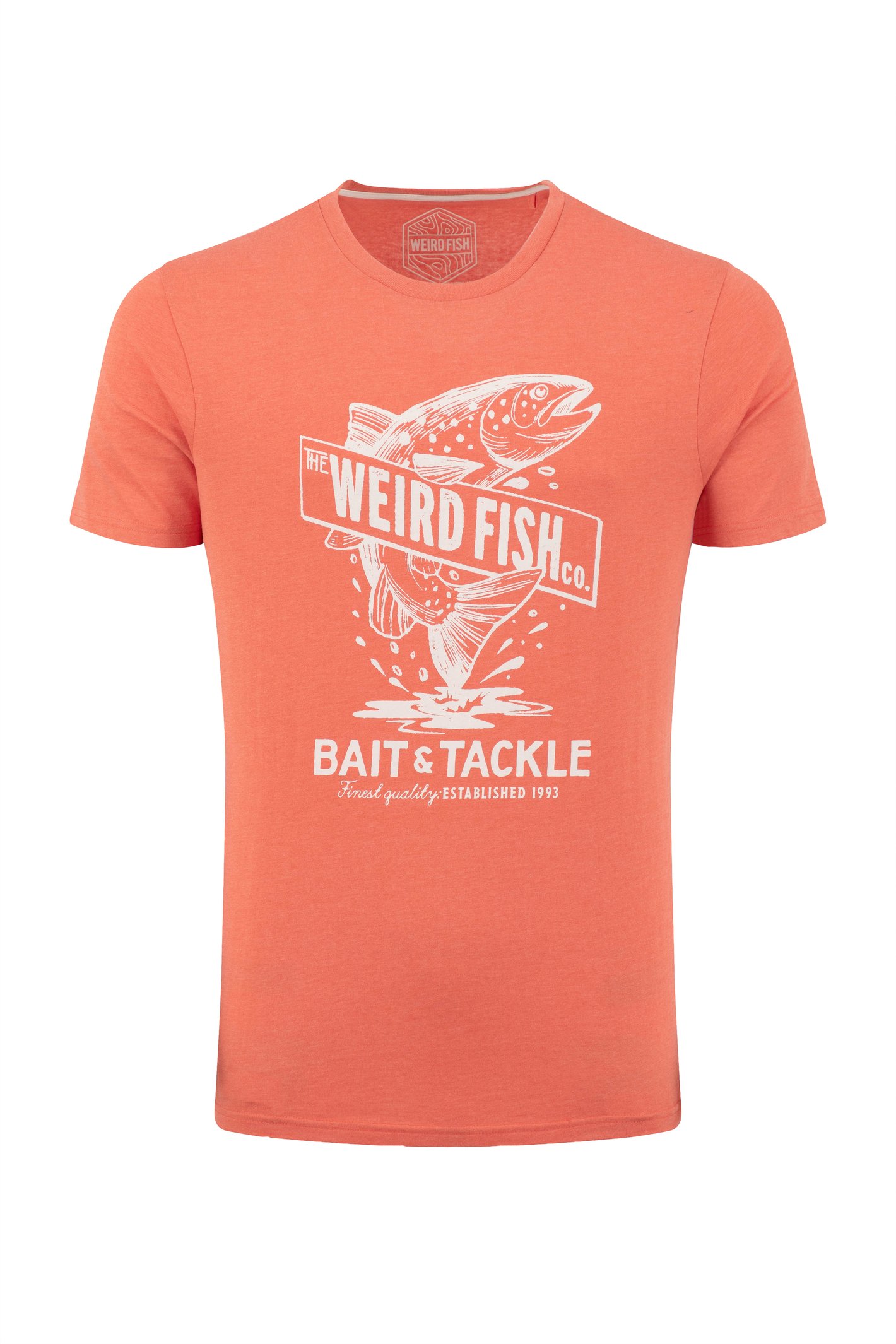 Weird Fish Leaping Fish Front Print Graphic T-Shirt Dark Coral