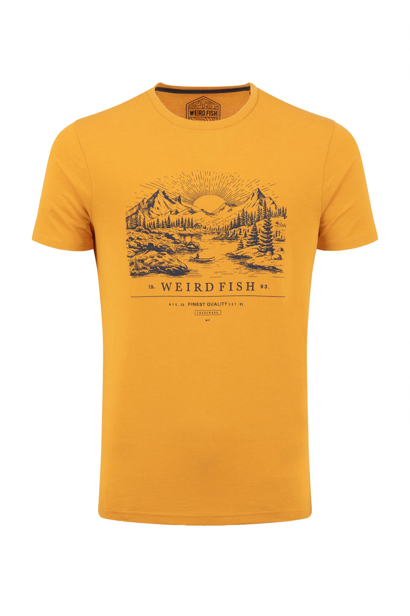 Weird Fish Sunrise Front Print Graphic T-Shirt Mustard