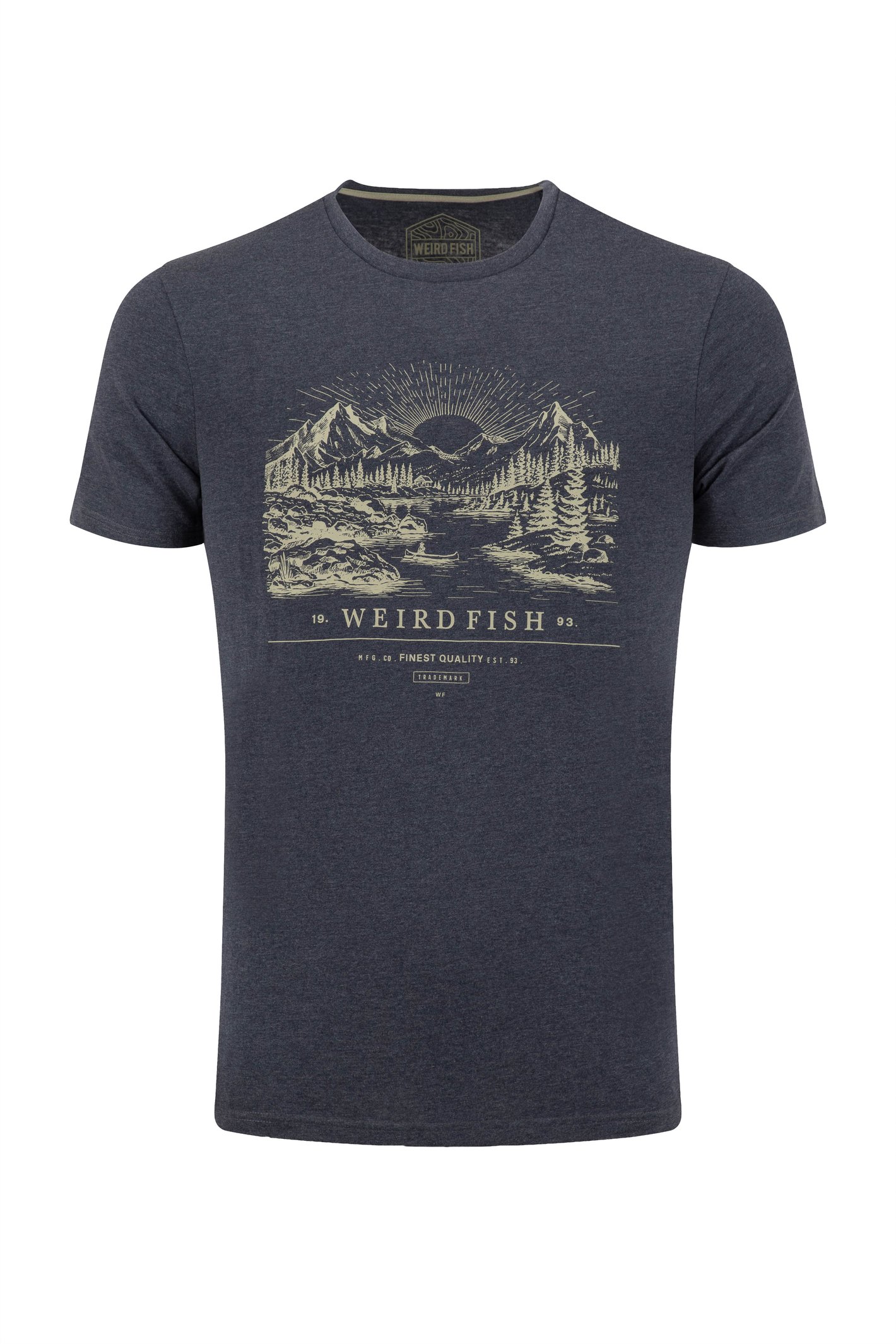Weird Fish Sunrise Front Print Graphic T-Shirt Navy