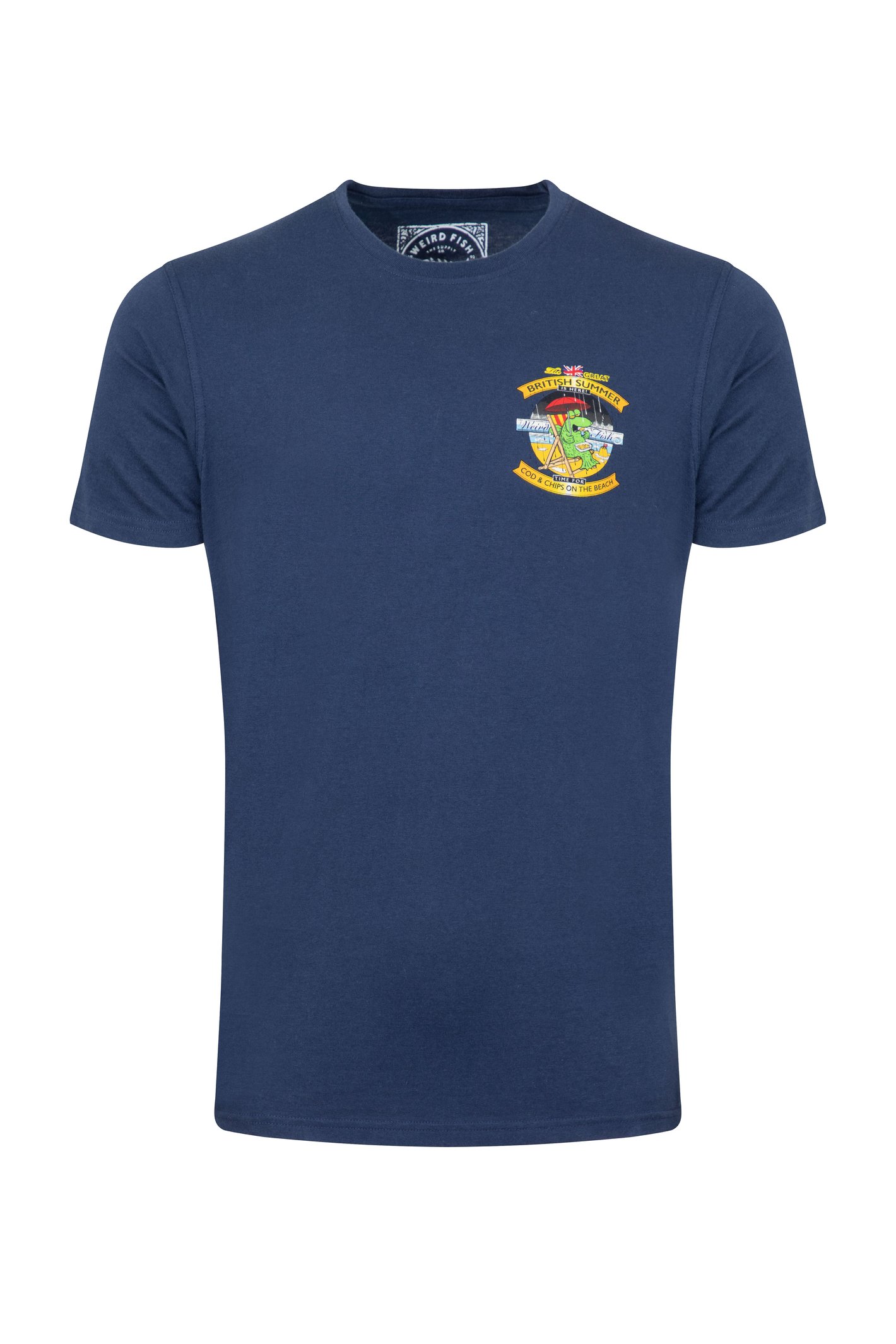 Weird Fish Cod and Chips Back Print Artist T-Shirt Dark Blue