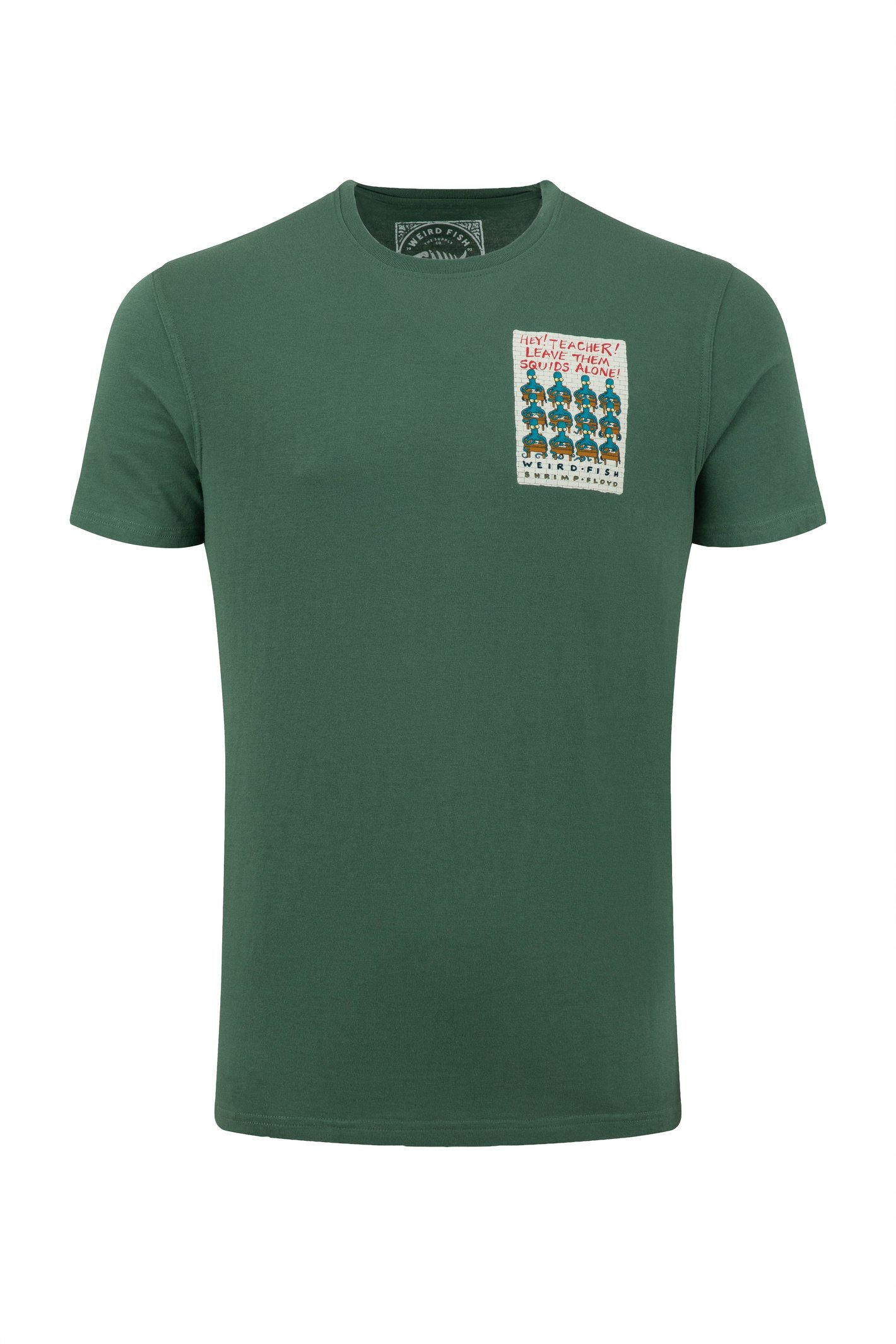 Weird Fish Hey Teacher Back Print Artist T-Shirt Dusky Green