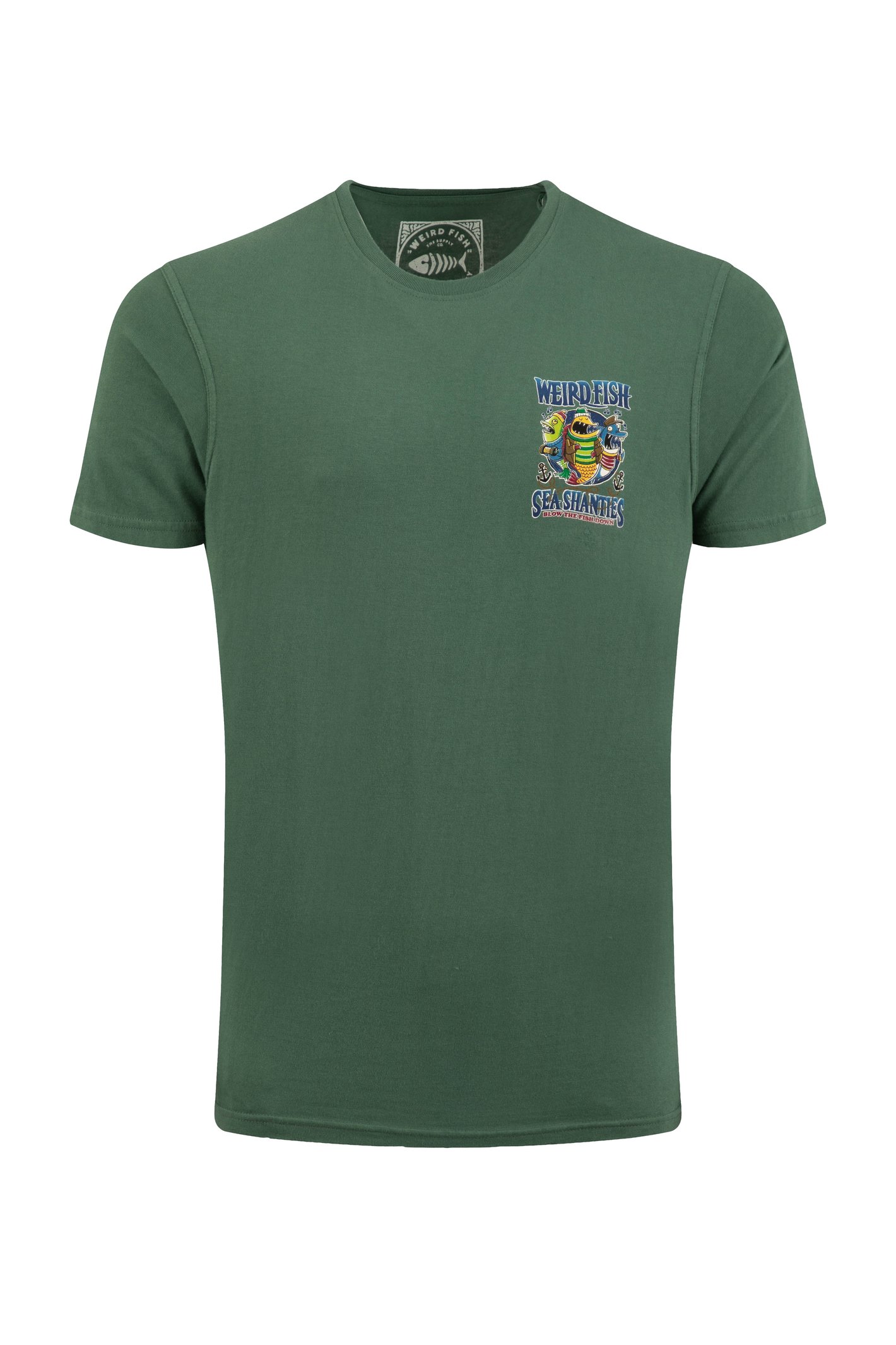 Weird Fish Sea Shanties Back Print Artist T-Shirt Dusky Green