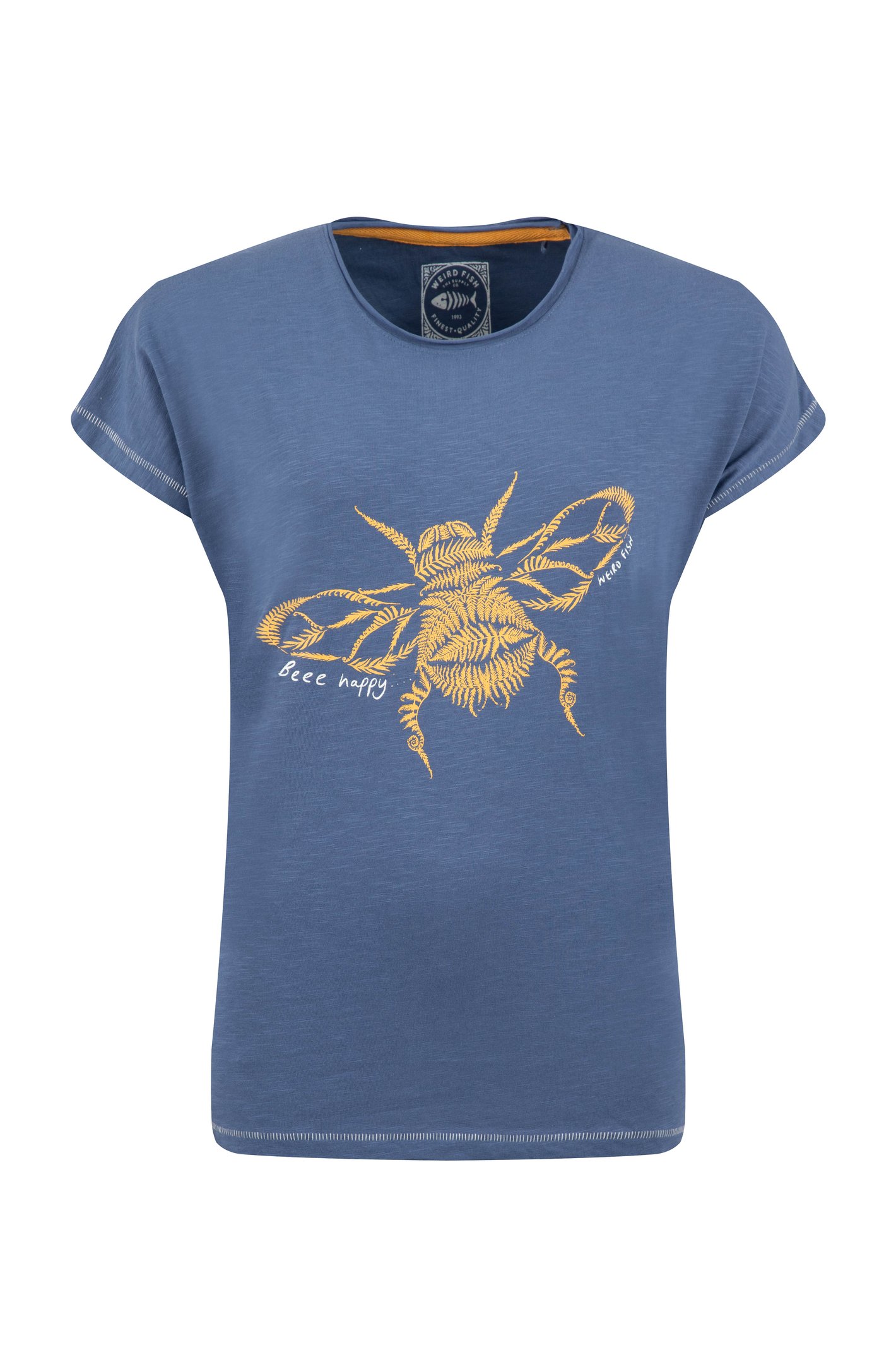 Weird Fish Fern Bee Front Print Graphic T-Shirt Faded Blue Size 22