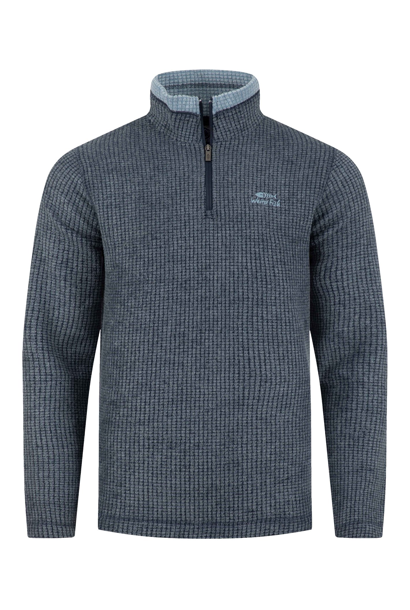 Weird Fish Newark 1/4 Zip Grid Fleece Rich Navy
