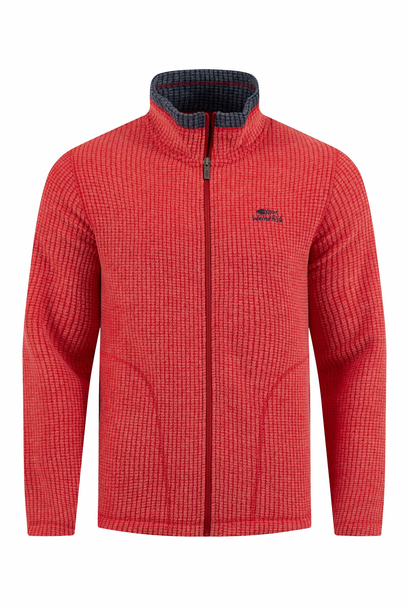 Weird Fish Shires Full Zip Grid Fleece Barberry Red Marl