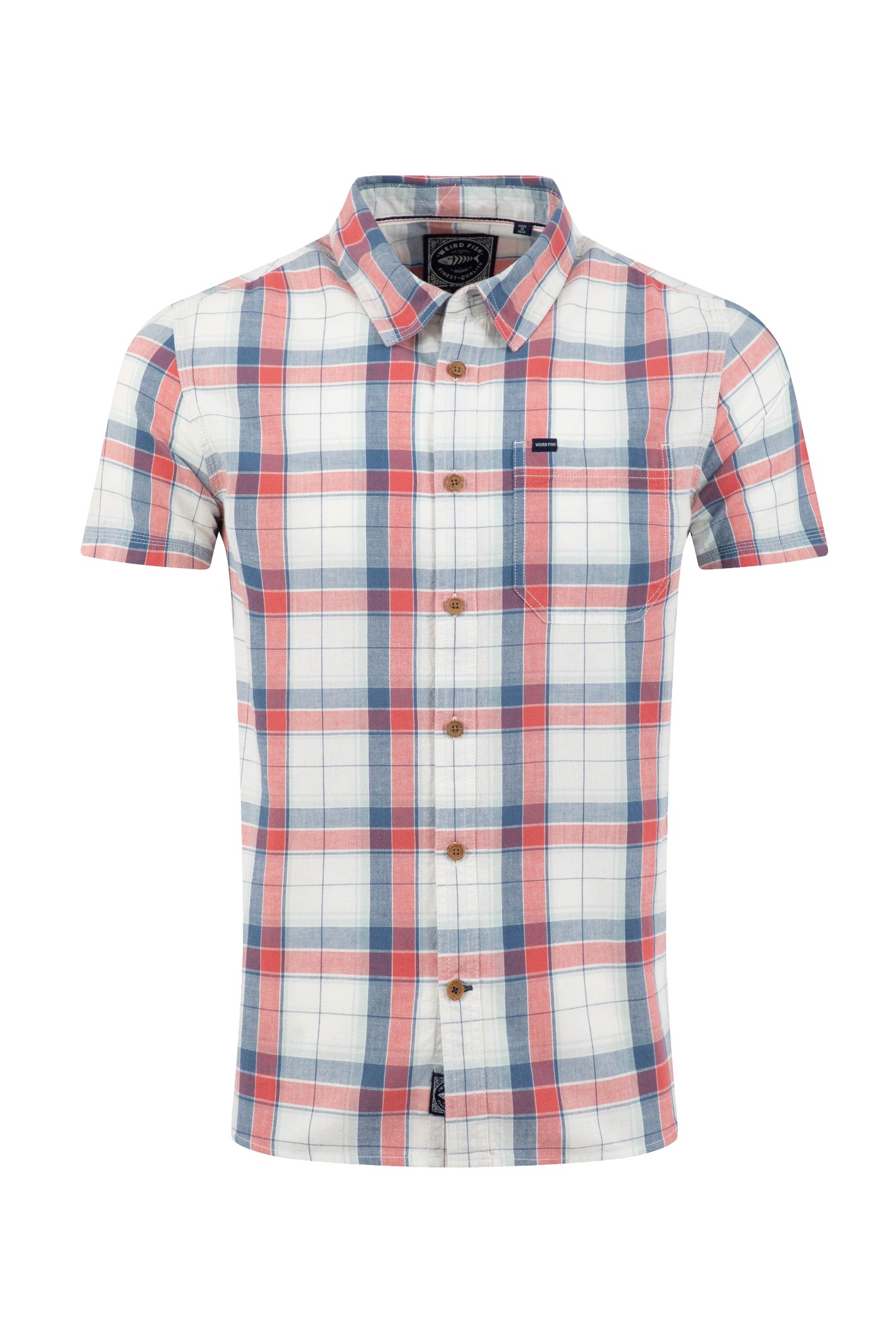Weird Fish Angeles Short Sleeve Check Shirt White