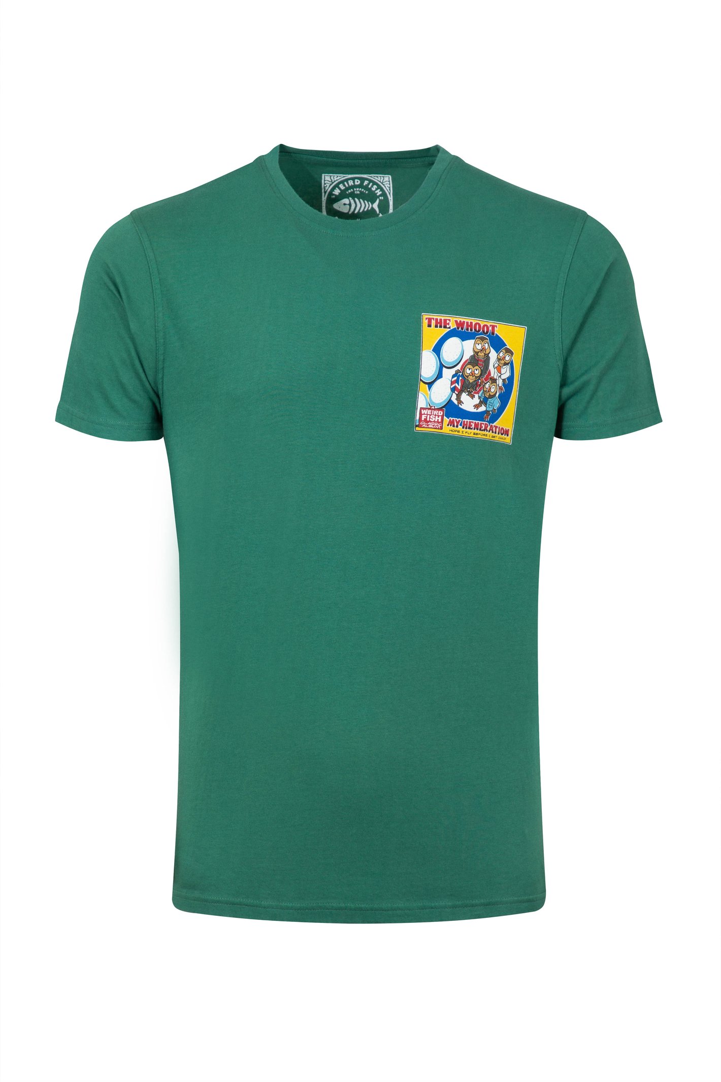 Weird Fish The Whoot Back Print Artist T-Shirt Dusky Green