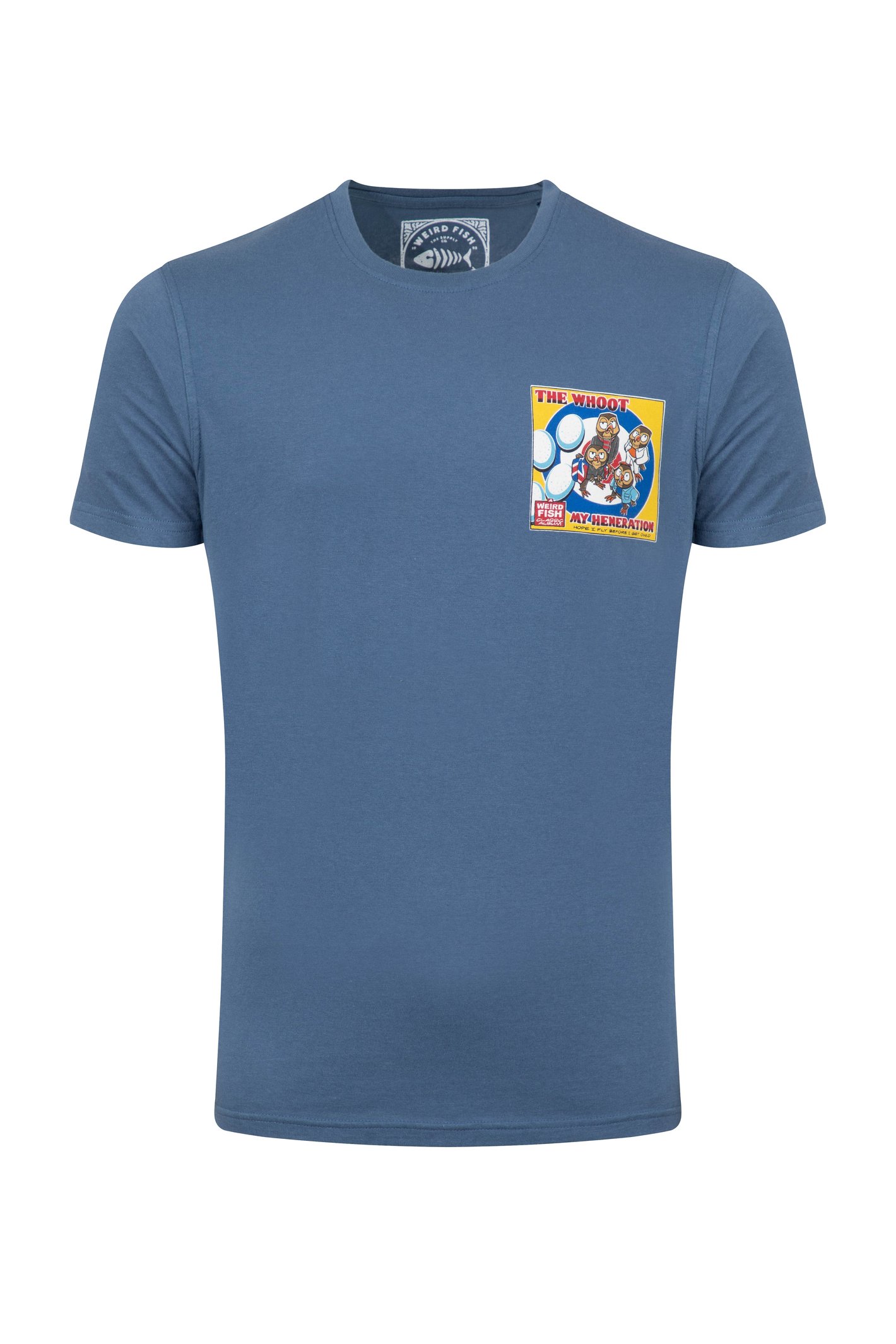 Weird Fish The Whoot Back Print Artist T-Shirt Ensign Blue