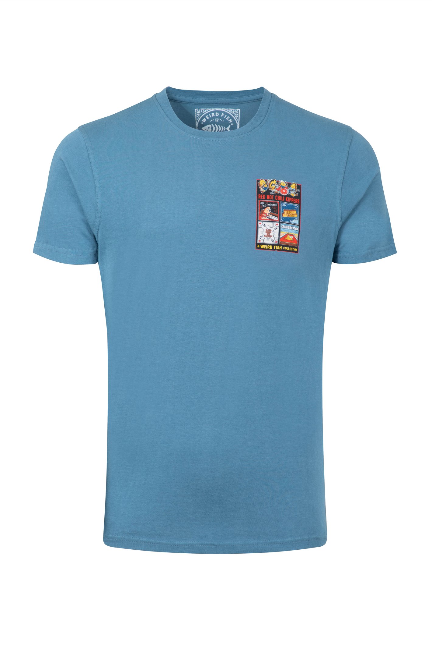 Weird Fish Chili Kippers Back Print Artist T-Shirt Washed Blue
