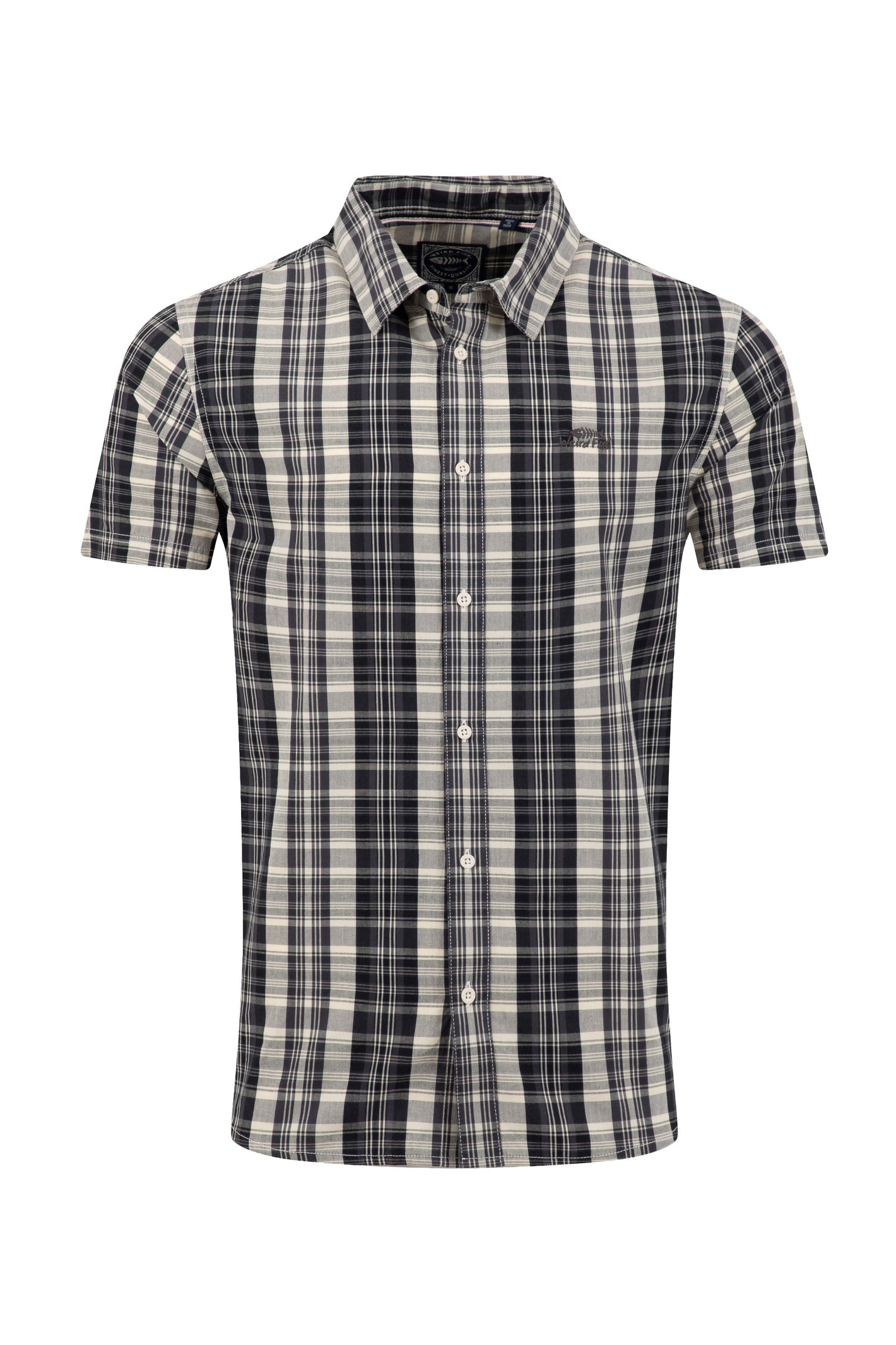 Weird Fish Judd Short Sleeve Check Shirt Black