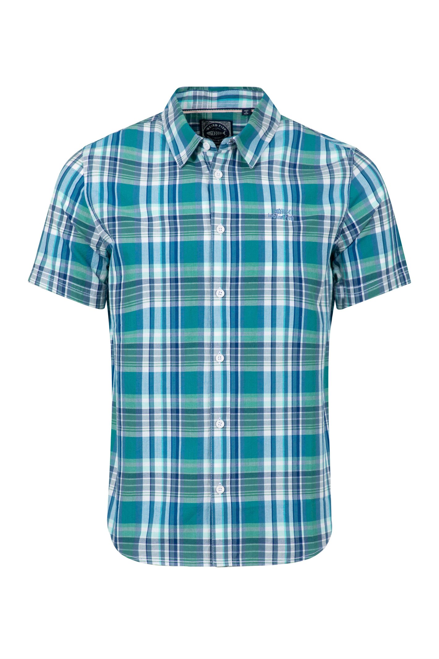 Weird Fish Judd Short Sleeve Check Shirt Faded Blue