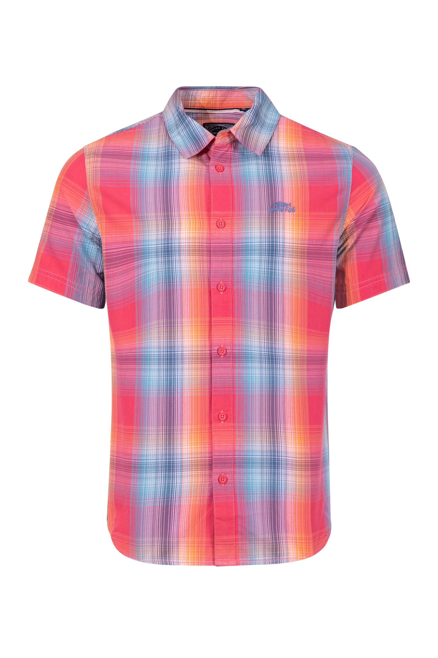 Weird Fish Judd Short Sleeve Check Shirt Flamingo