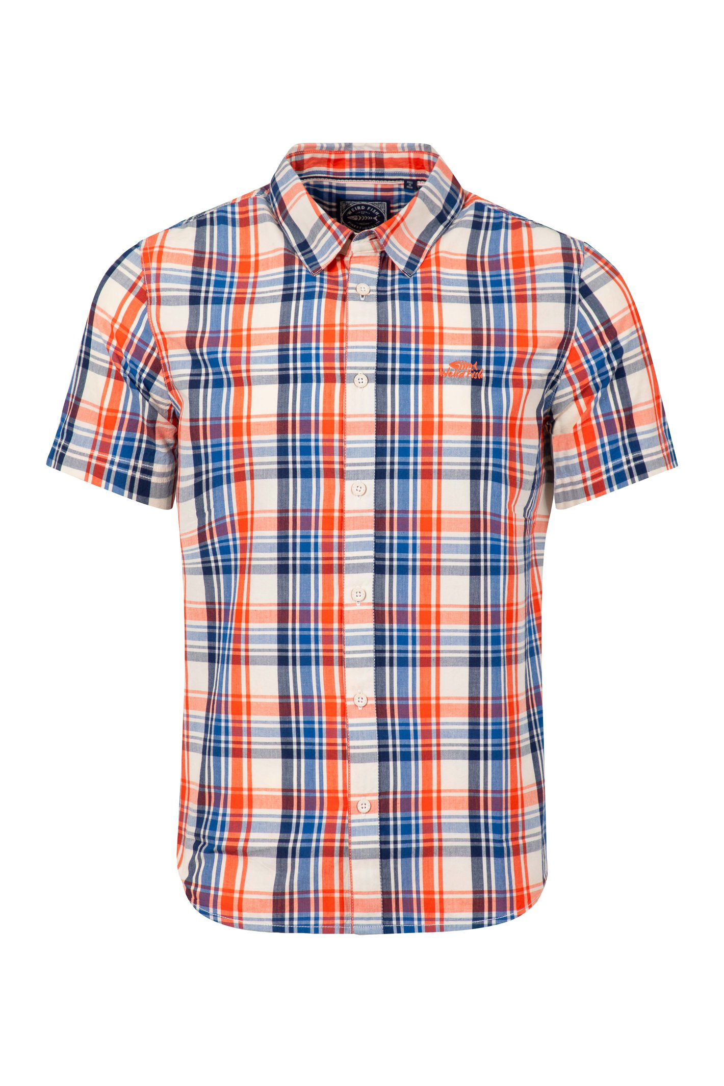 Weird Fish Judd Short Sleeve Check Shirt Light Cream