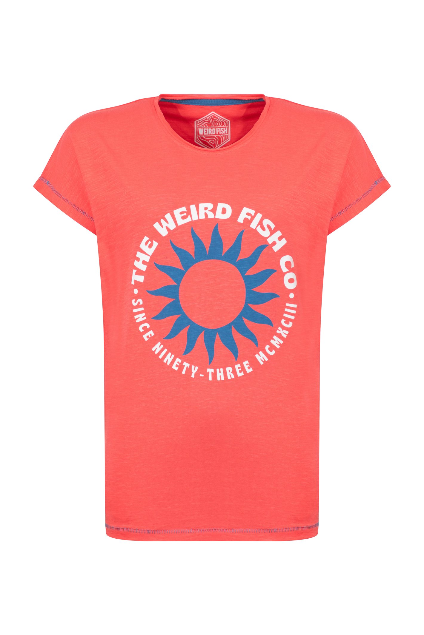 Weird Fish Sun Rays Front Print Graphic T-Shirt Dark Coral