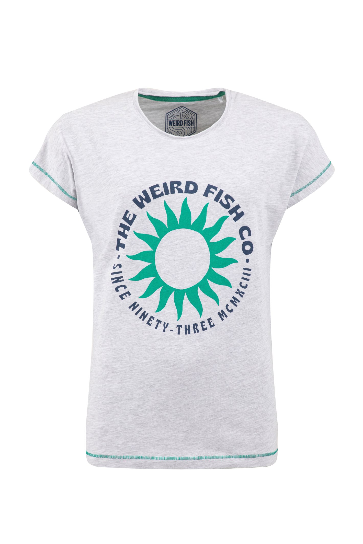 Weird Fish Sun Rays Front Print Graphic T-Shirt Light Grey