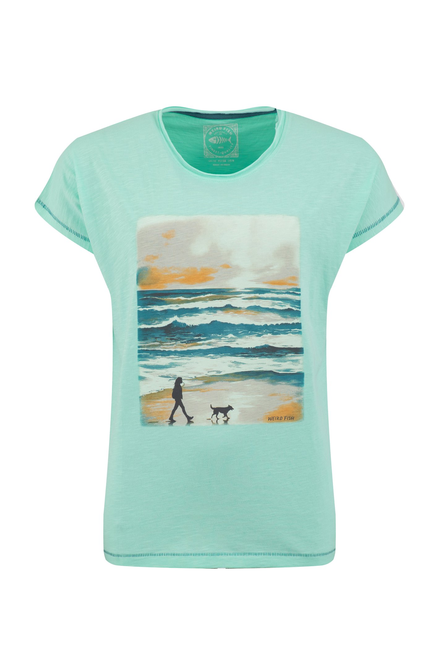 Weird Fish Walking Club Front Print Graphic T-Shirt Apple Mint Size 12