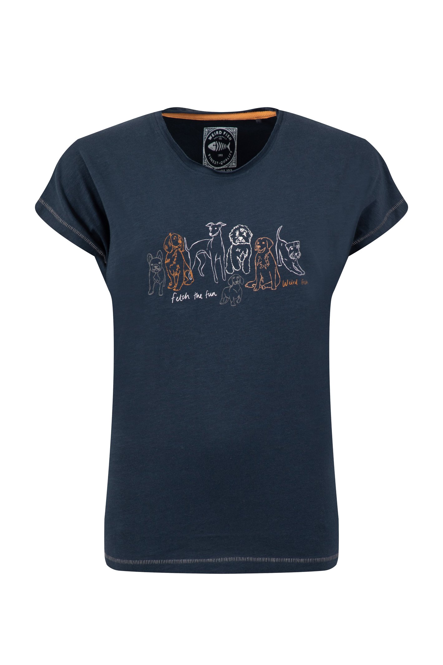 Weird Fish Fetch Front Print Graphic T-Shirt Navy