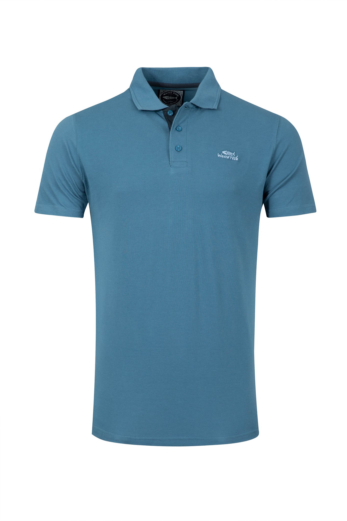 Weird Fish Miles Pique Polo Shirt Faded Blue