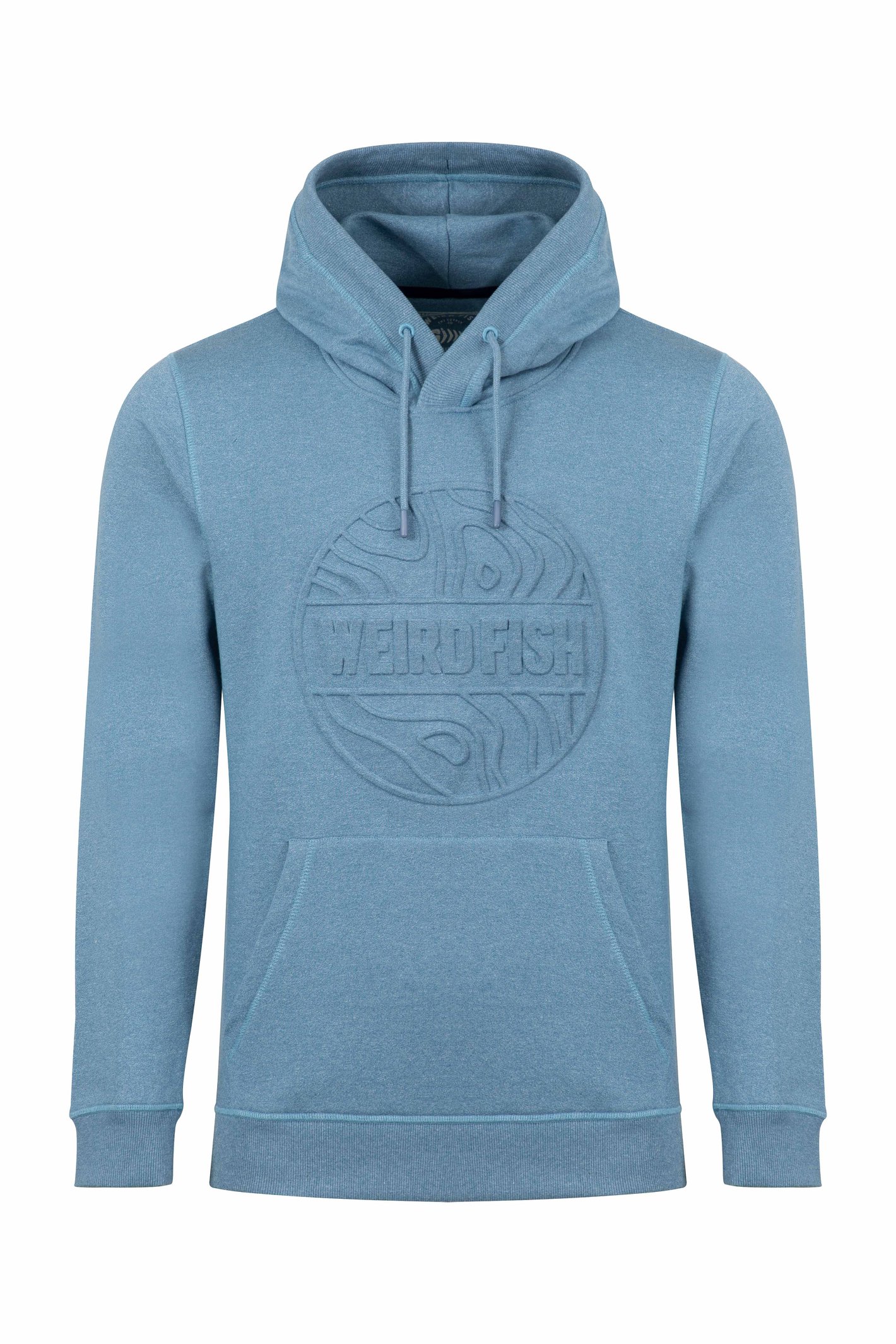 Weird Fish Perranporth Embossed Grindle Hoodie Washed Blue