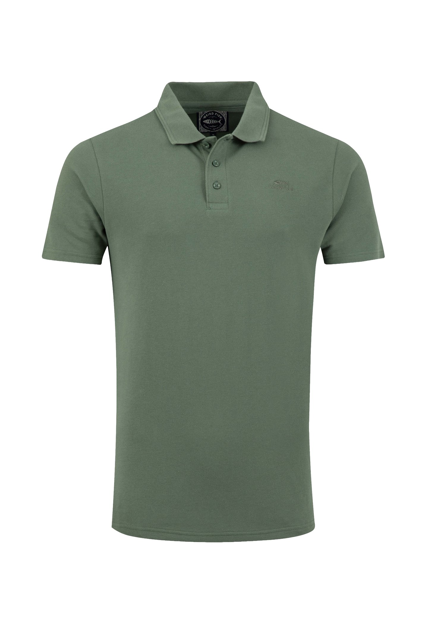 Weird Fish Giles Pique Polo Shirt Army Green