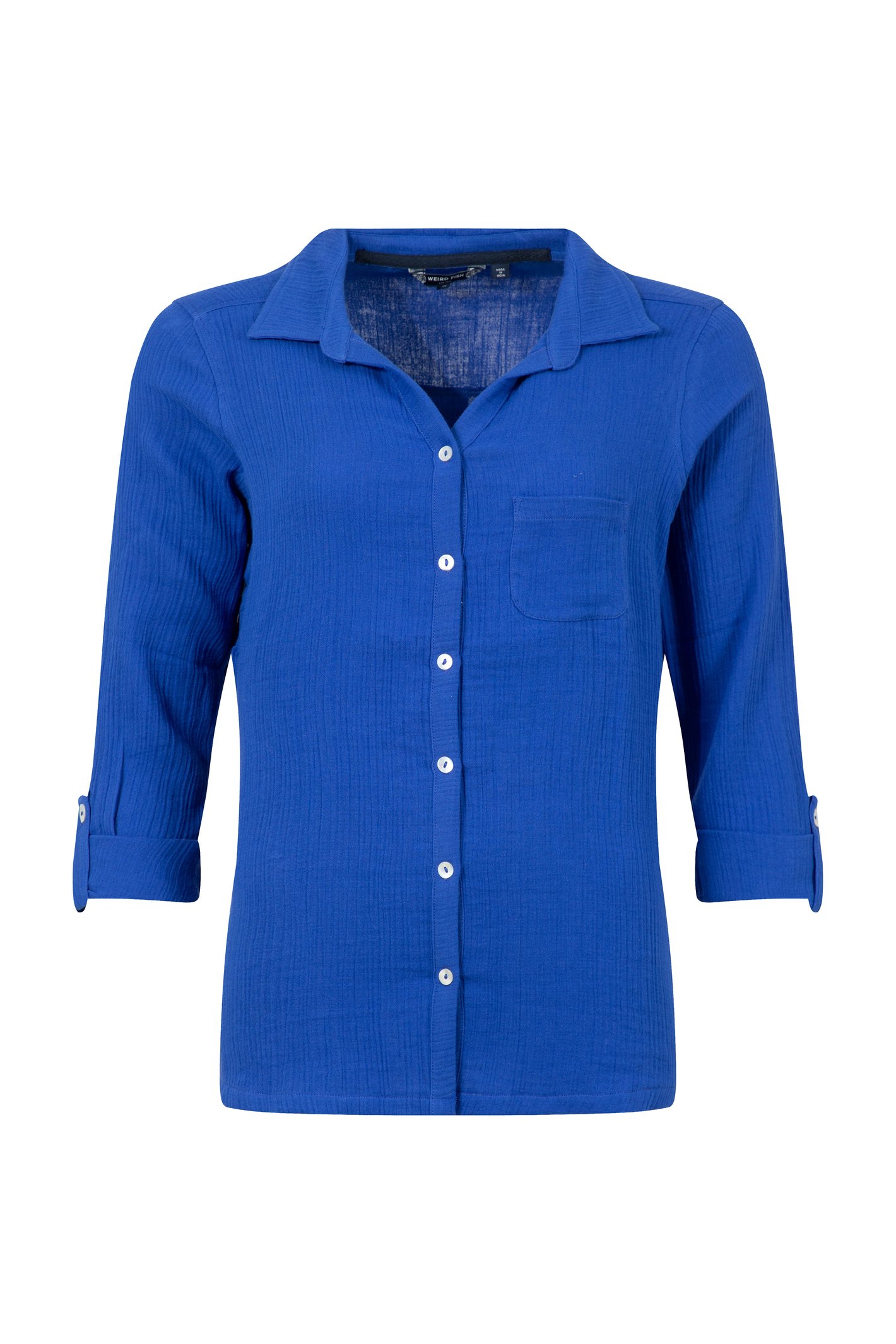Weird Fish Suria Double Cloth Shirt Mazarine Blue