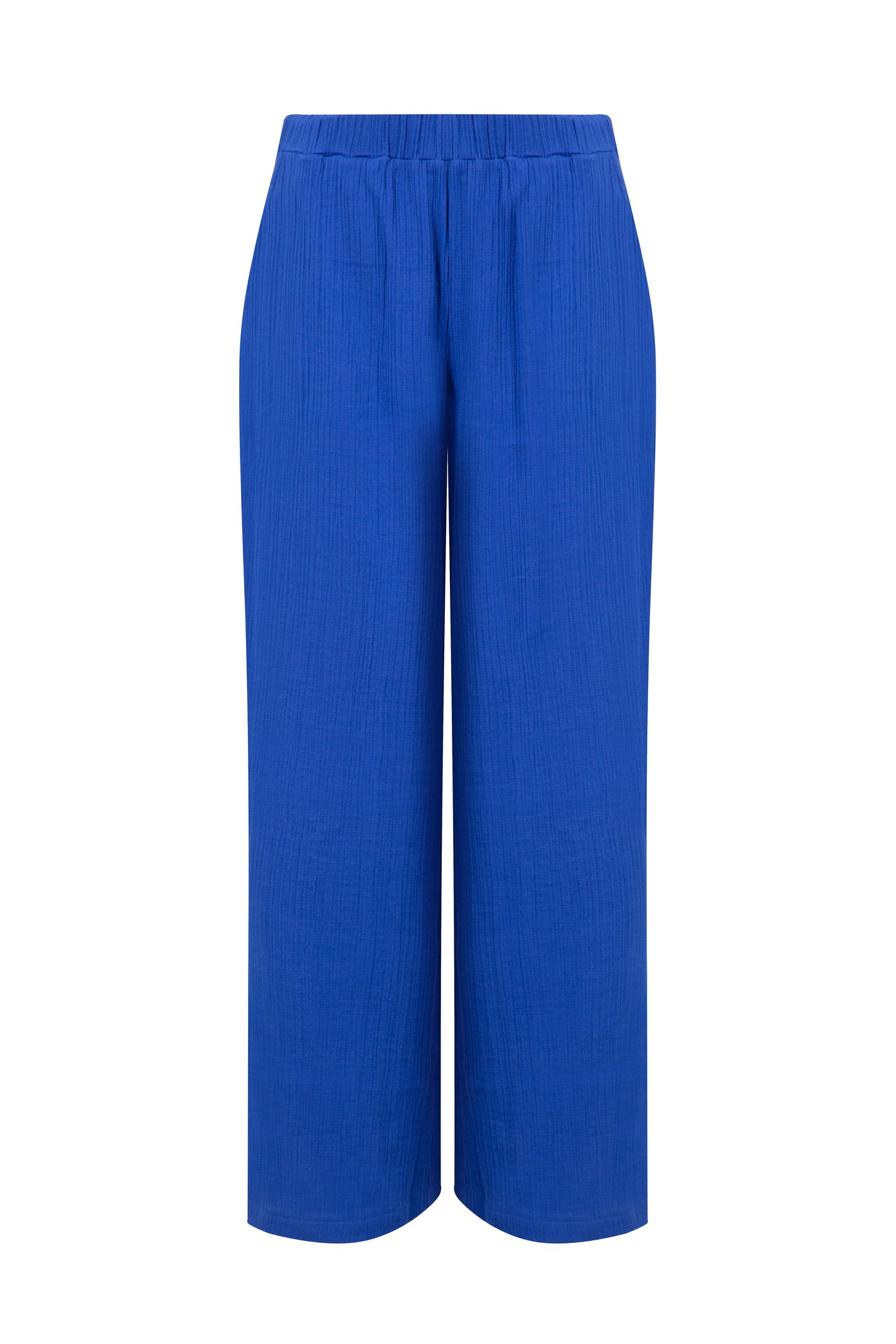 Weird Fish Zelaya Double Cloth Wide Leg Trousers Mazarine Blue