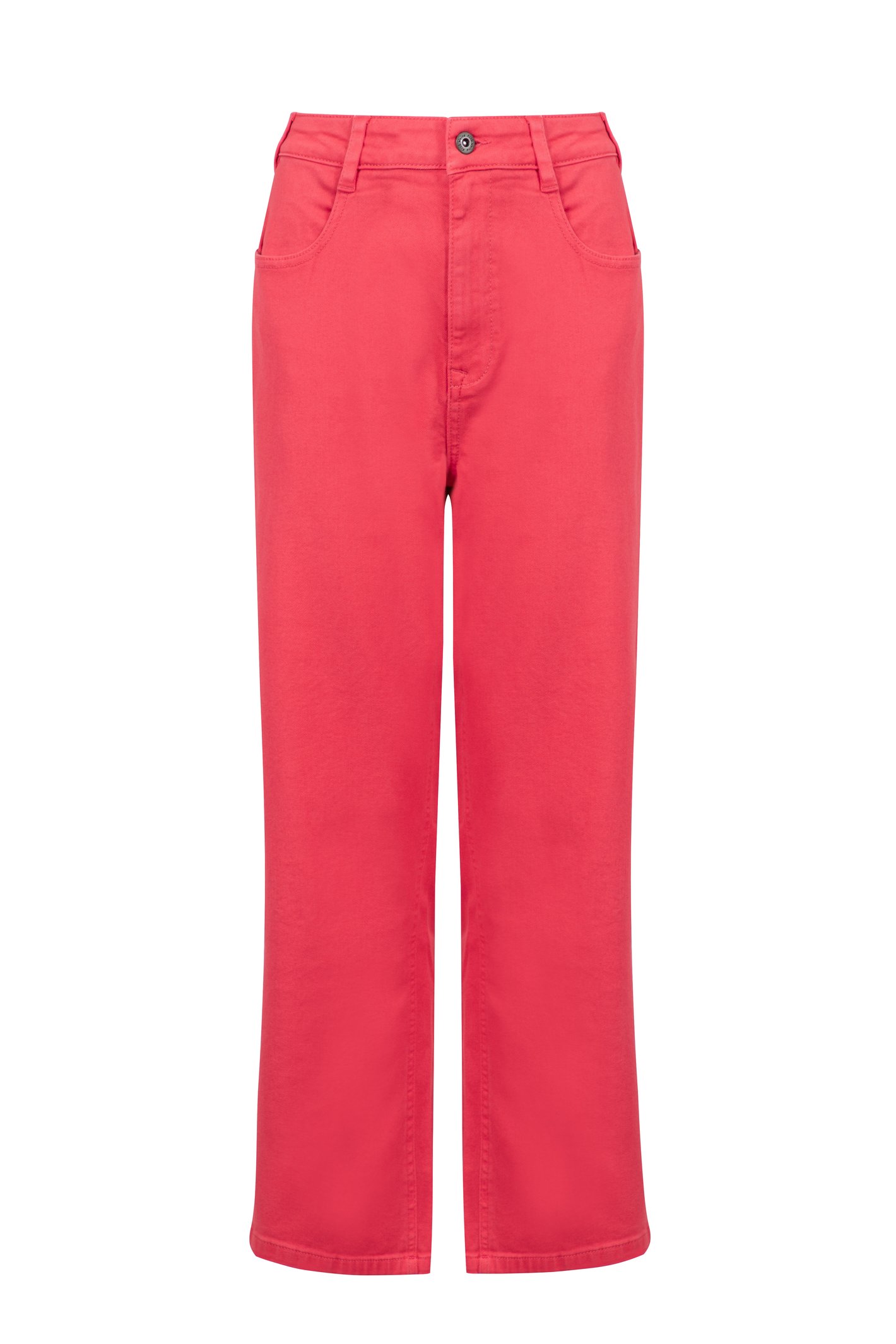 Weird Fish Soulina Wide Leg Cropped Denim Jeans Flamingo