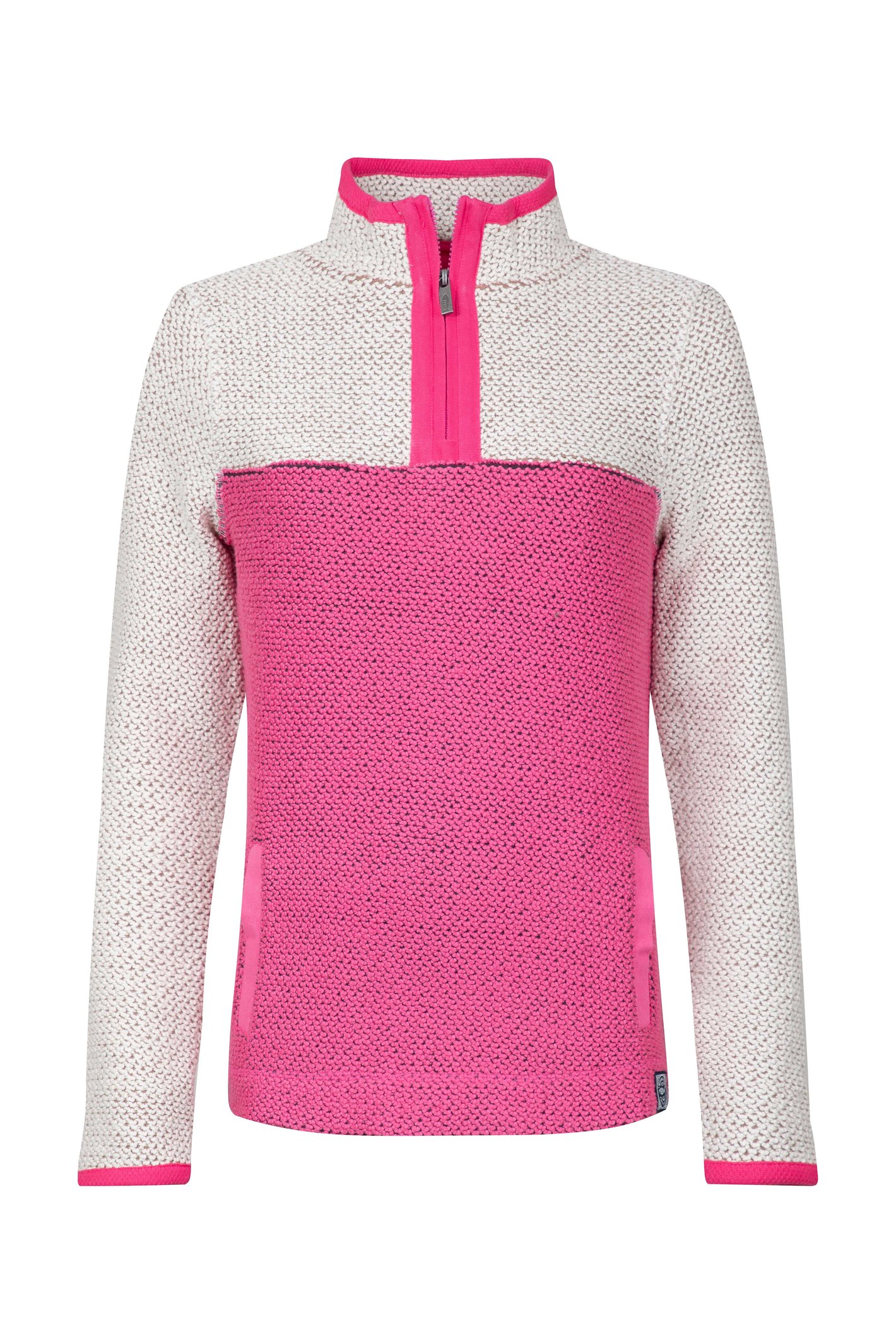 Weird Fish Isla 1/4 Zip Colour Block Macaroni Sweatshirt Peony Size 20