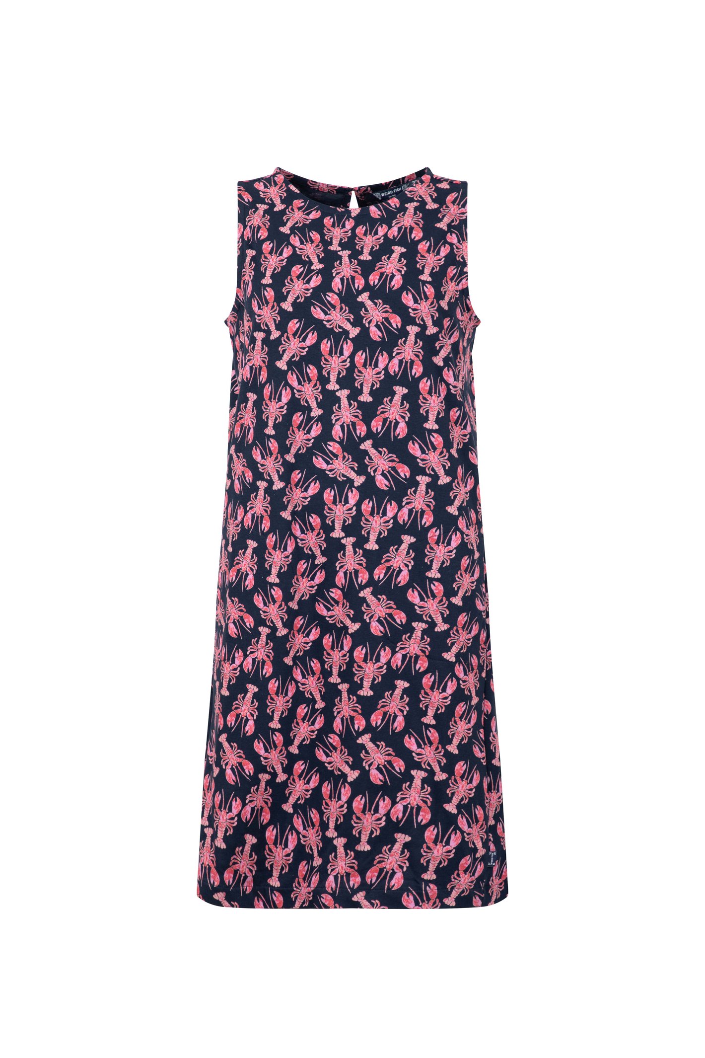 Weird Fish Adenea Printed Jersey Shift Dress Mid Navy
