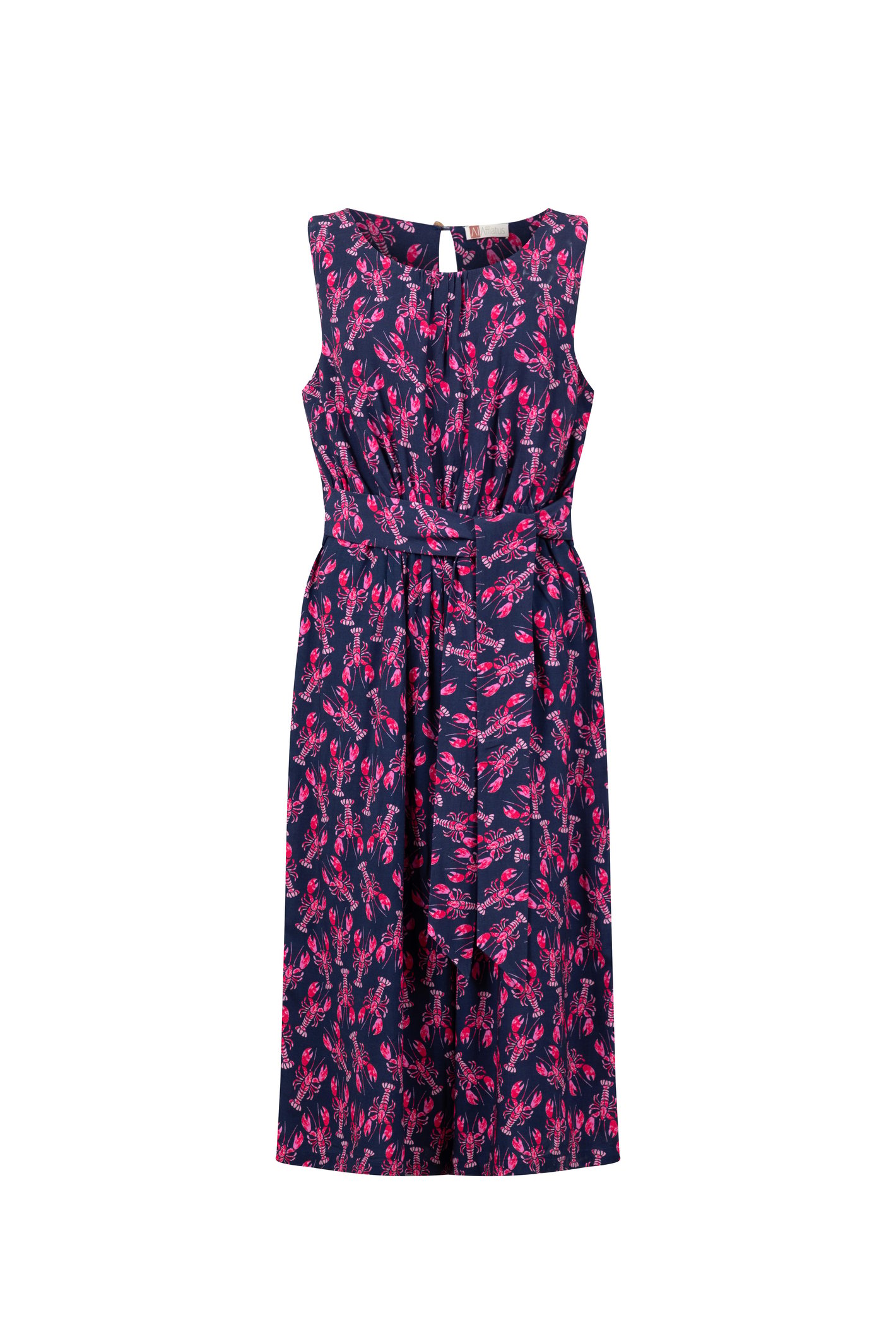 Weird Fish Nalani Printed Viscose Jumpsuit Mid Navy