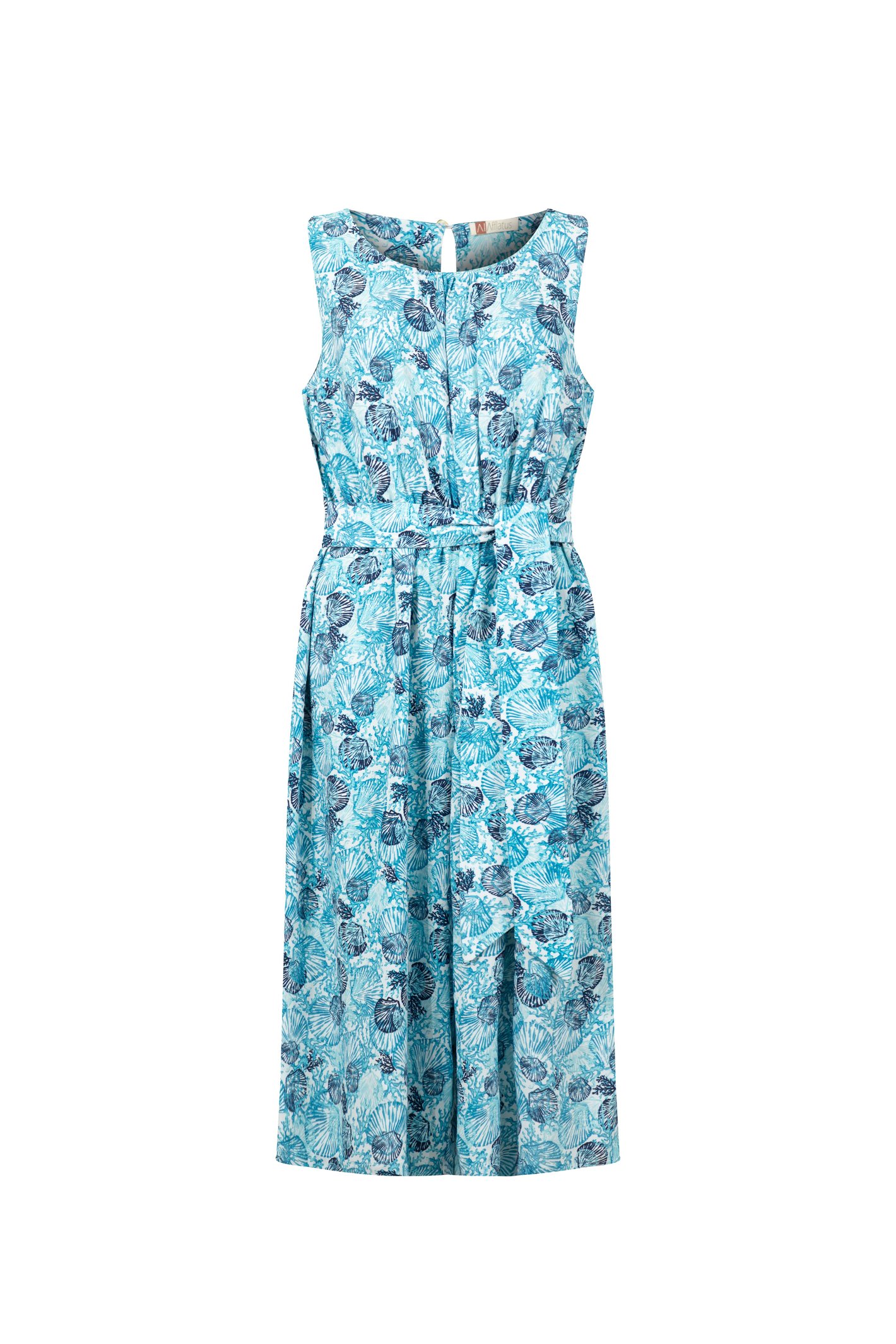 Weird Fish Nalani Printed Viscose Jumpsuit Ocean Blue