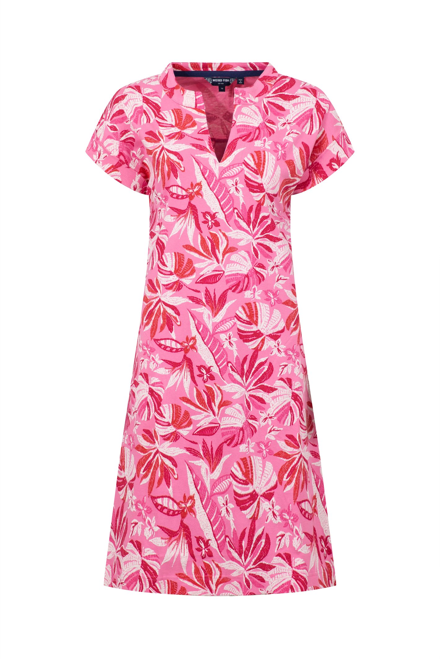 Weird Fish Suffolks Printed Jersey Dress Hot Pink