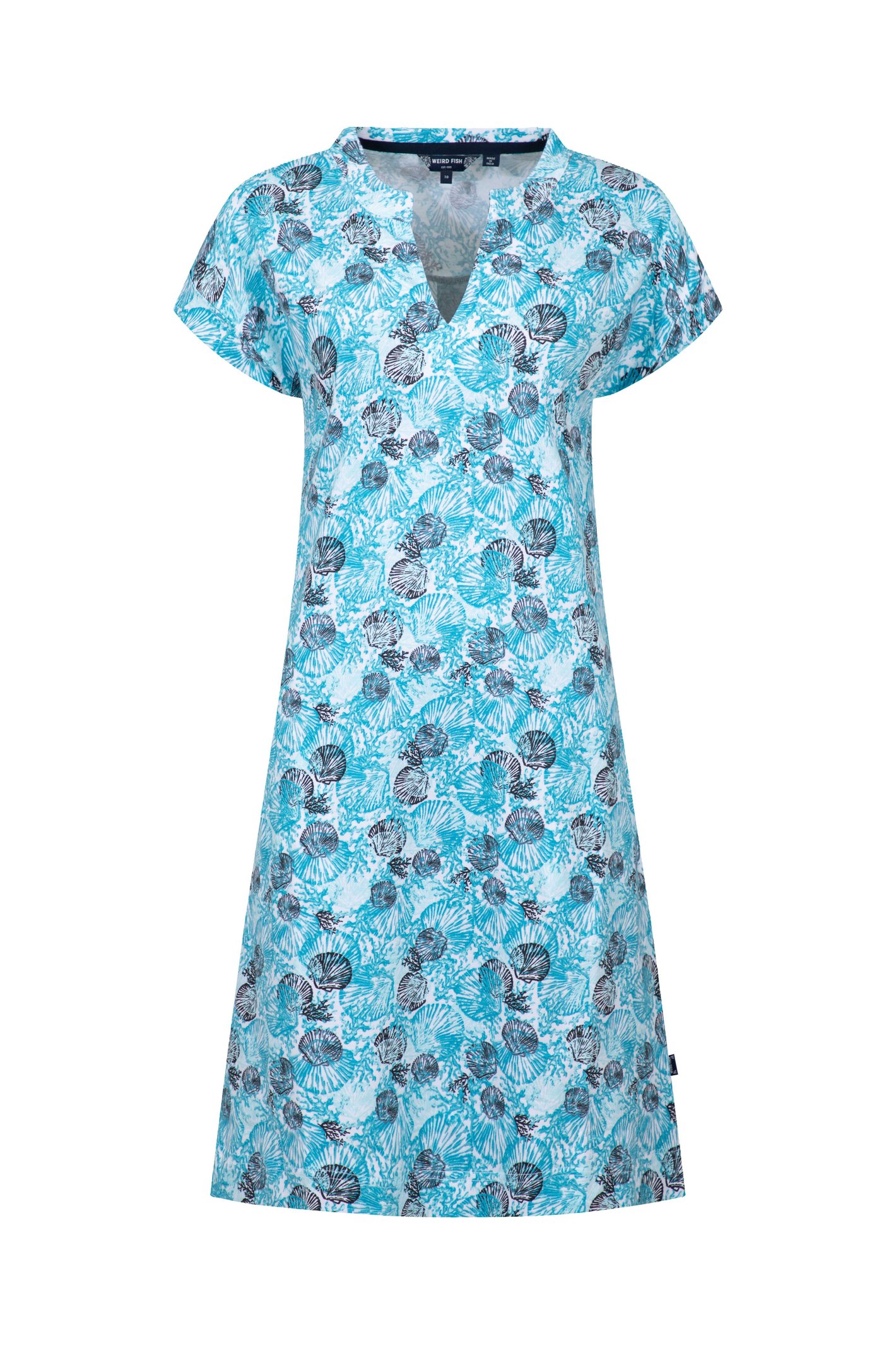 Weird Fish Suffolks Printed Jersey Dress Ocean Blue