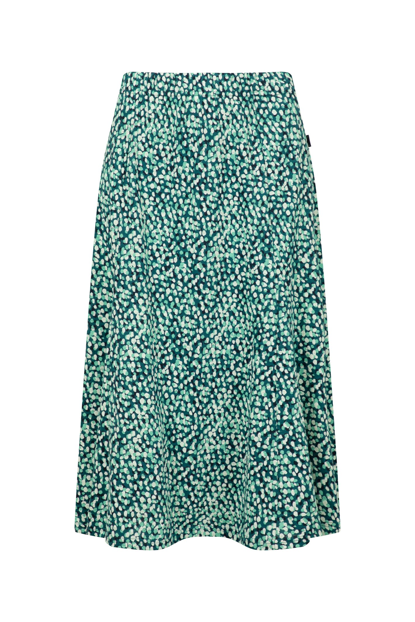 Weird Fish Romaro Printed Jersey Midi Skirt Deep Teal