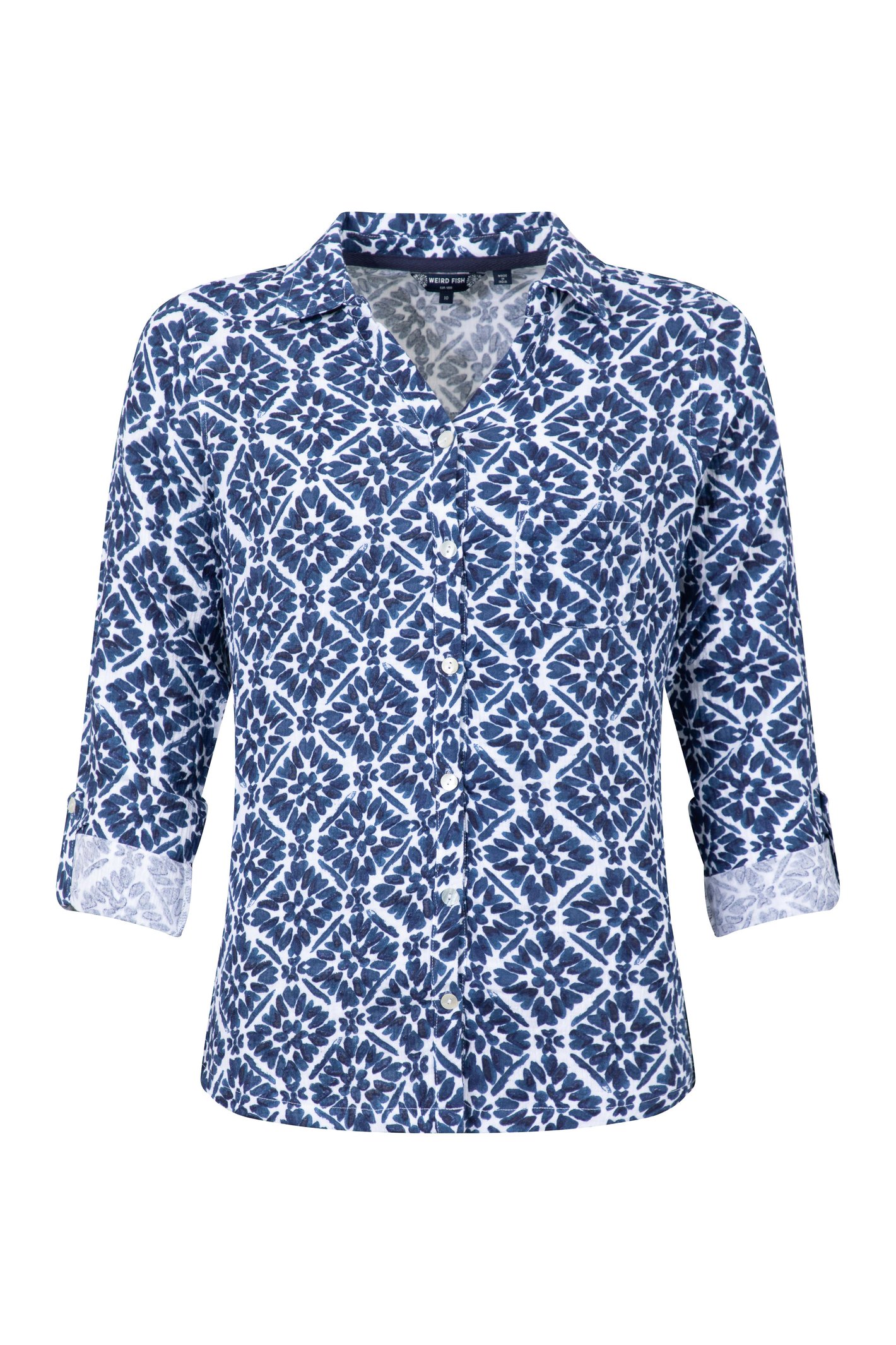 Weird Fish Syona Double Cloth Printed Shirt Twilight