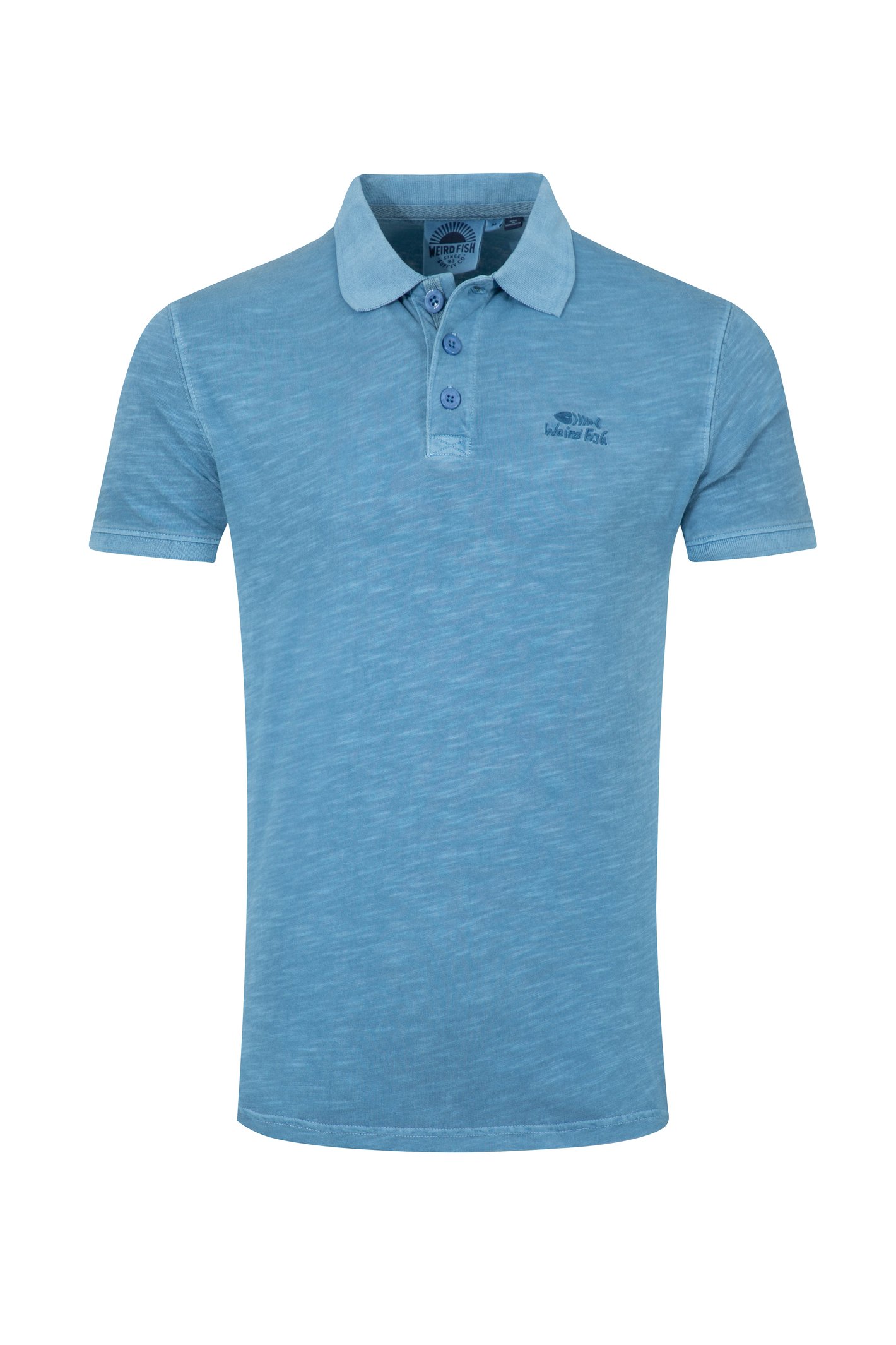 Weird Fish Indy Slub Polo Shirt Washed Blue