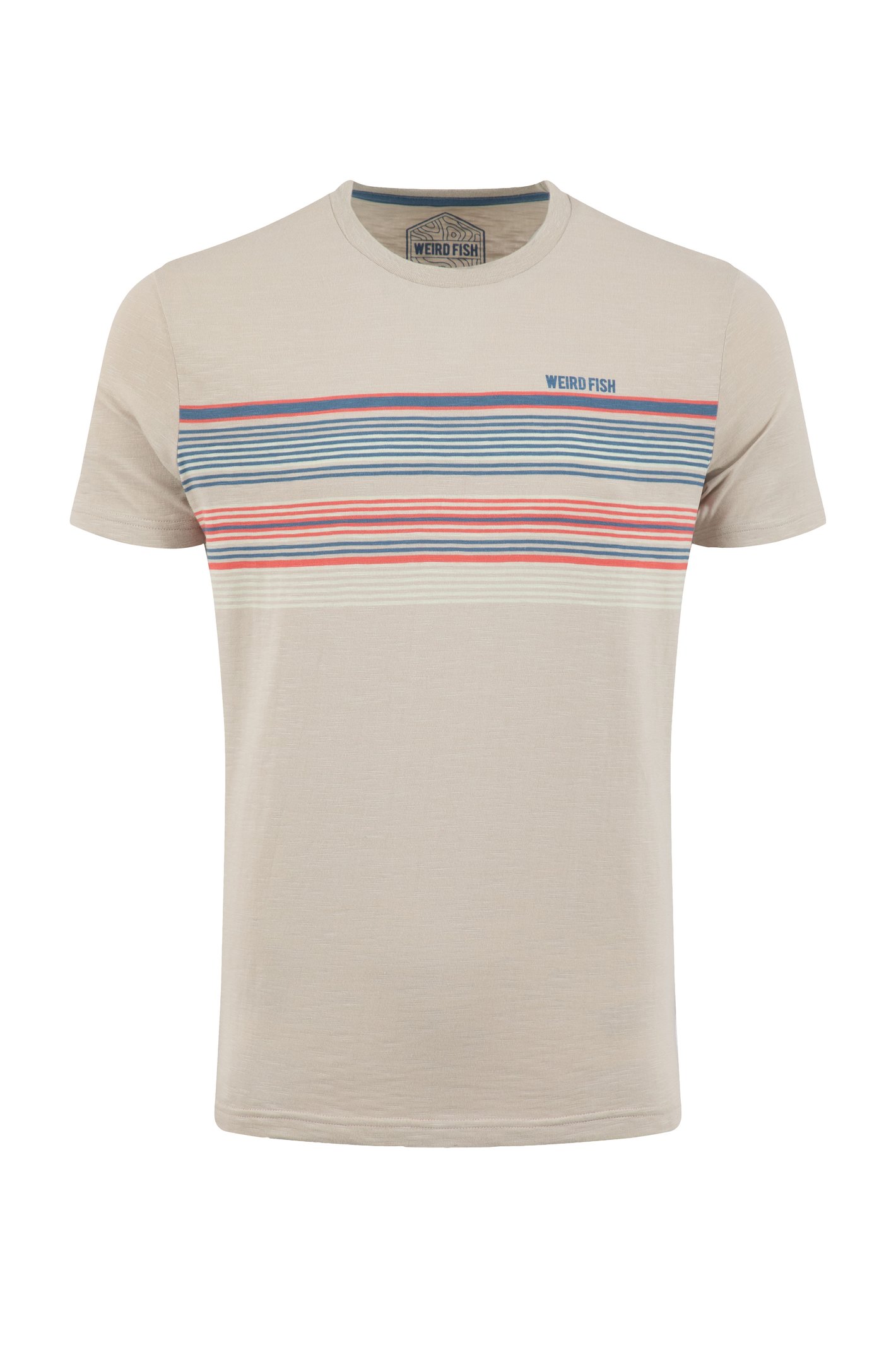 Weird Fish Cody Printed Stripe T-Shirt Egg Shell