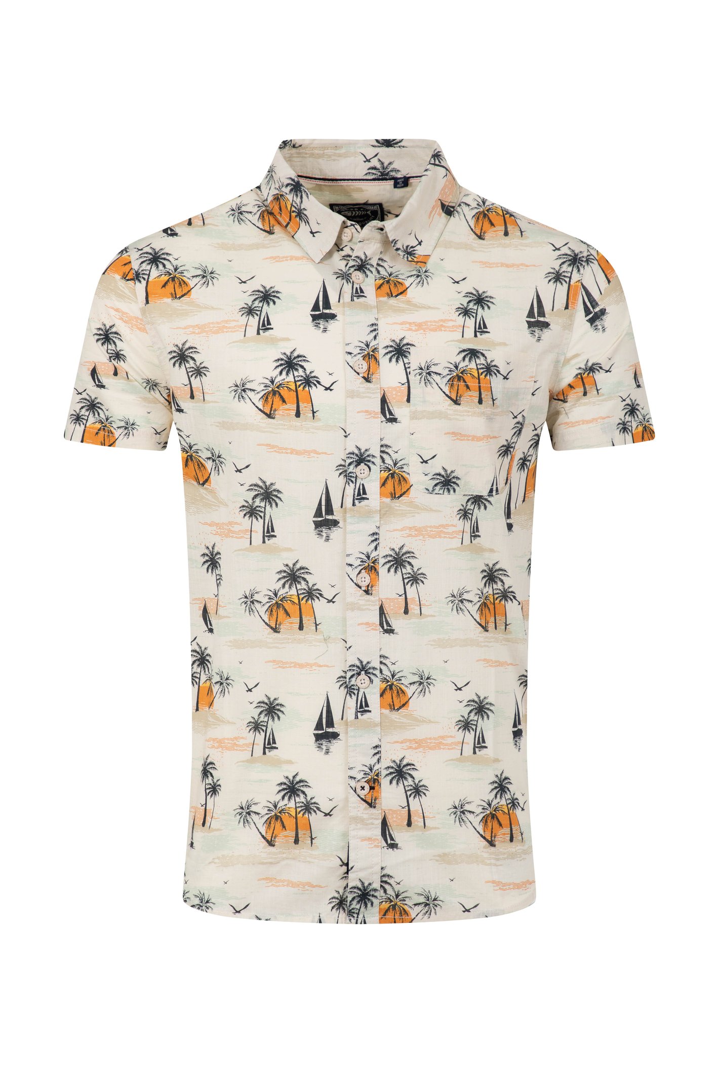 Weird Fish Faraway Short Sleeve Printed Shirt Ecru