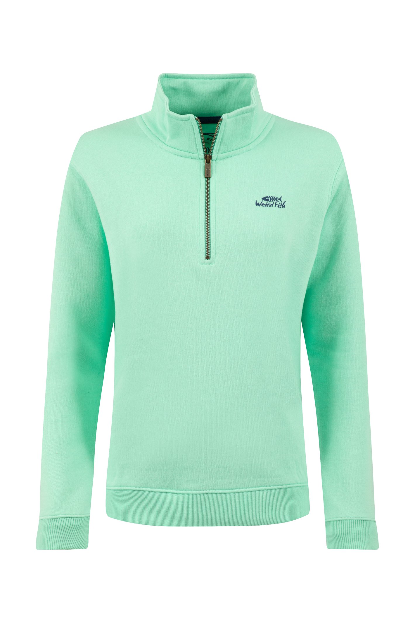 Weird Fish Avery 1/4 Zip Sweatshirt Apple Mint
