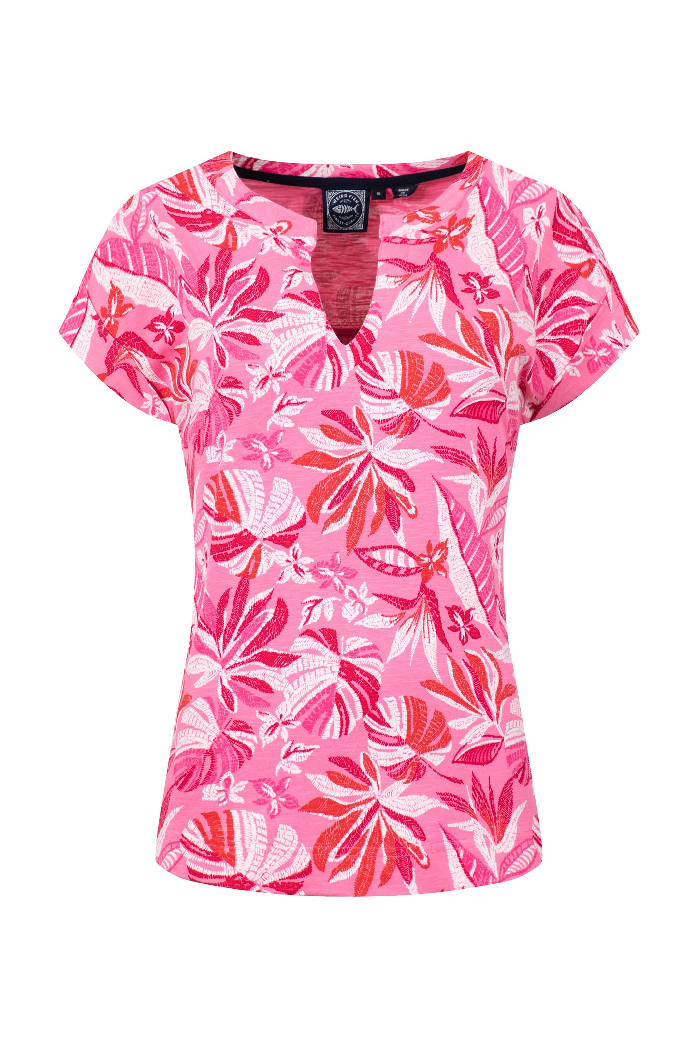 Weird Fish Alia Printed Jersey T-Shirt Hot Pink
