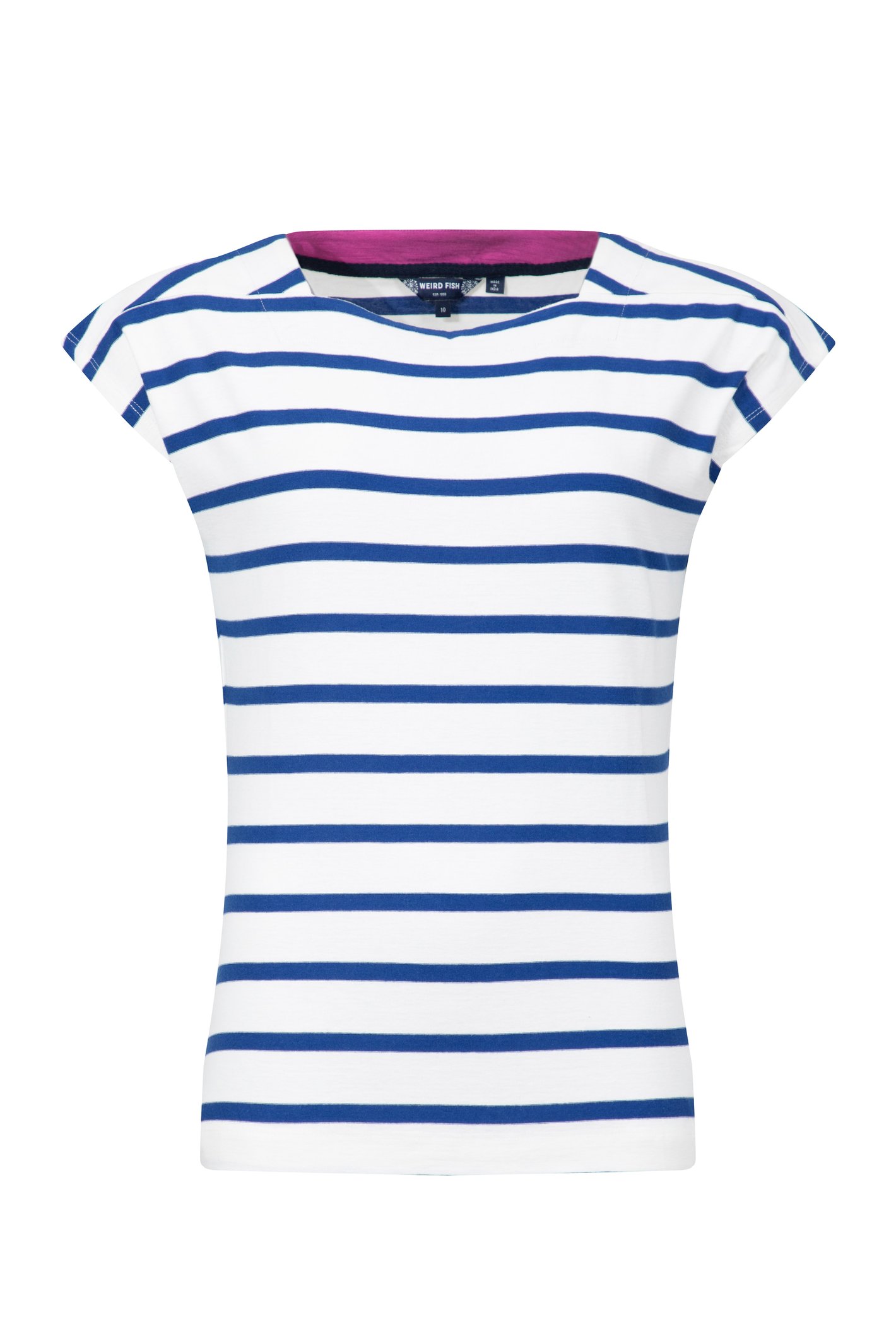 Weird Fish Bowe Striped Jersey T-Shirt Mazarine Blue