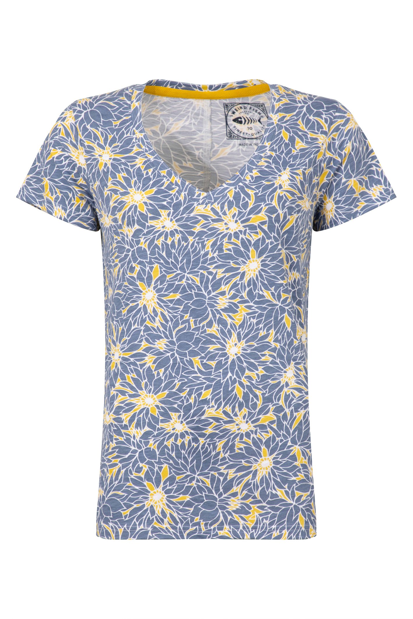 Weird Fish Merica Printed Jersey T-Shirt Faded Blue